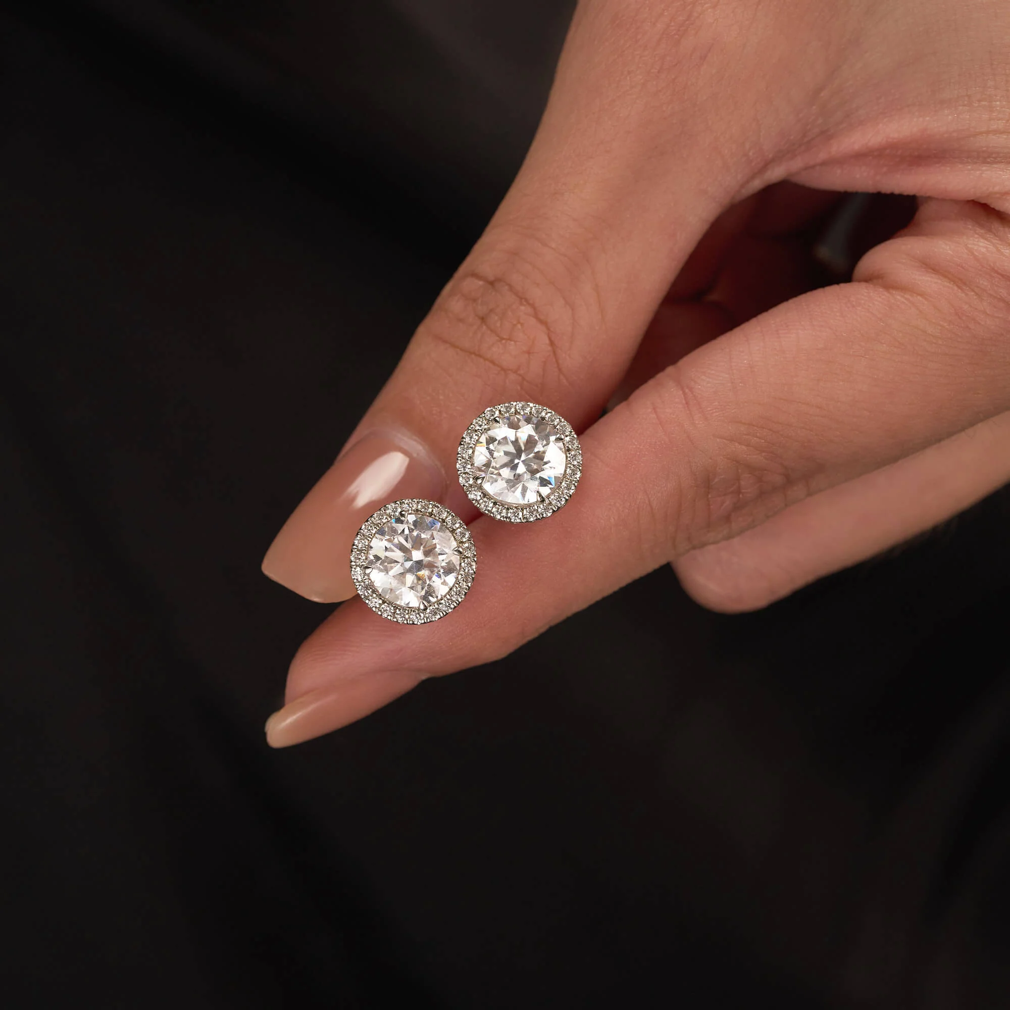 Moissanite Halo Style Stud Earrings - Image 11