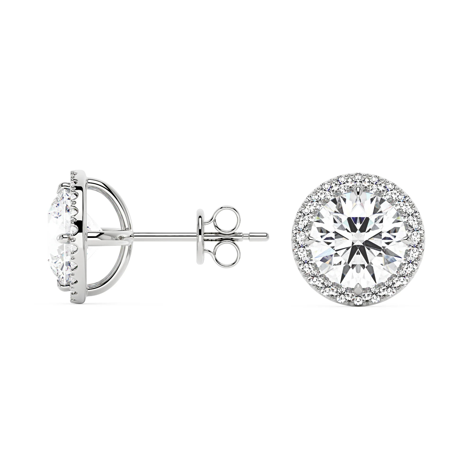 Moissanite Halo Style Stud Earrings - Image 3