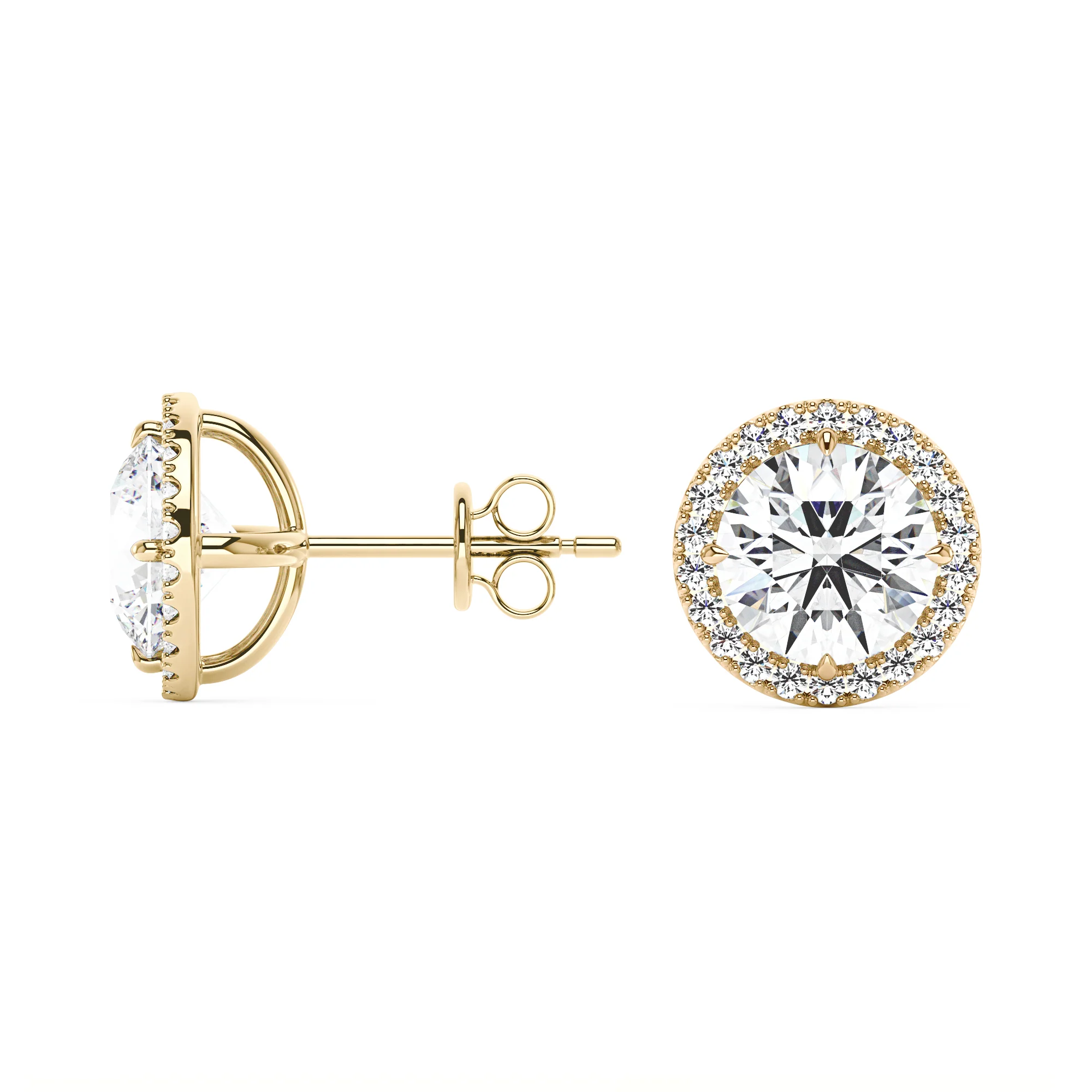 Moissanite Halo Style Stud Earrings - Image 6