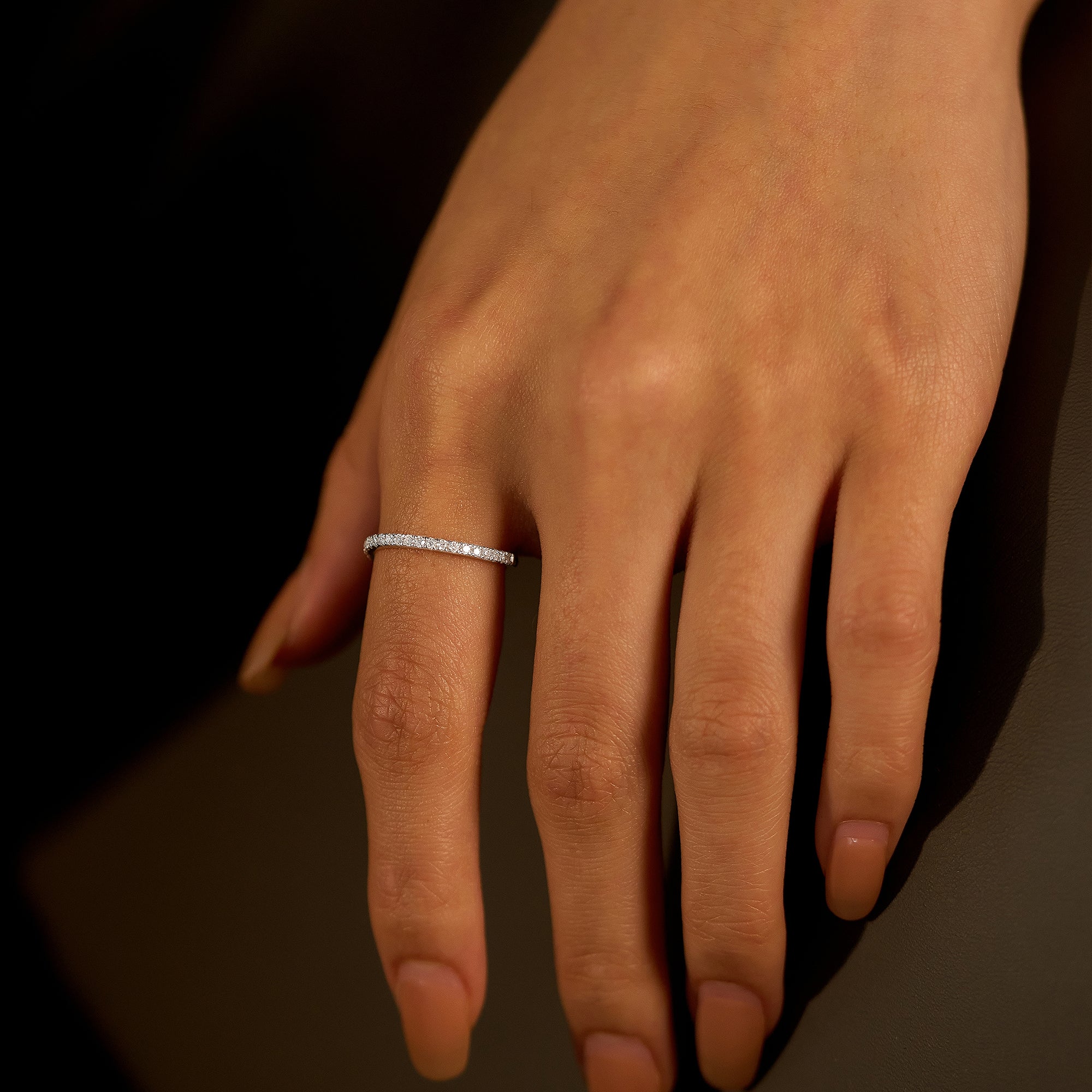 Nature Inspired Wave Moissanite Pavé Half Eternity Band - Image 11