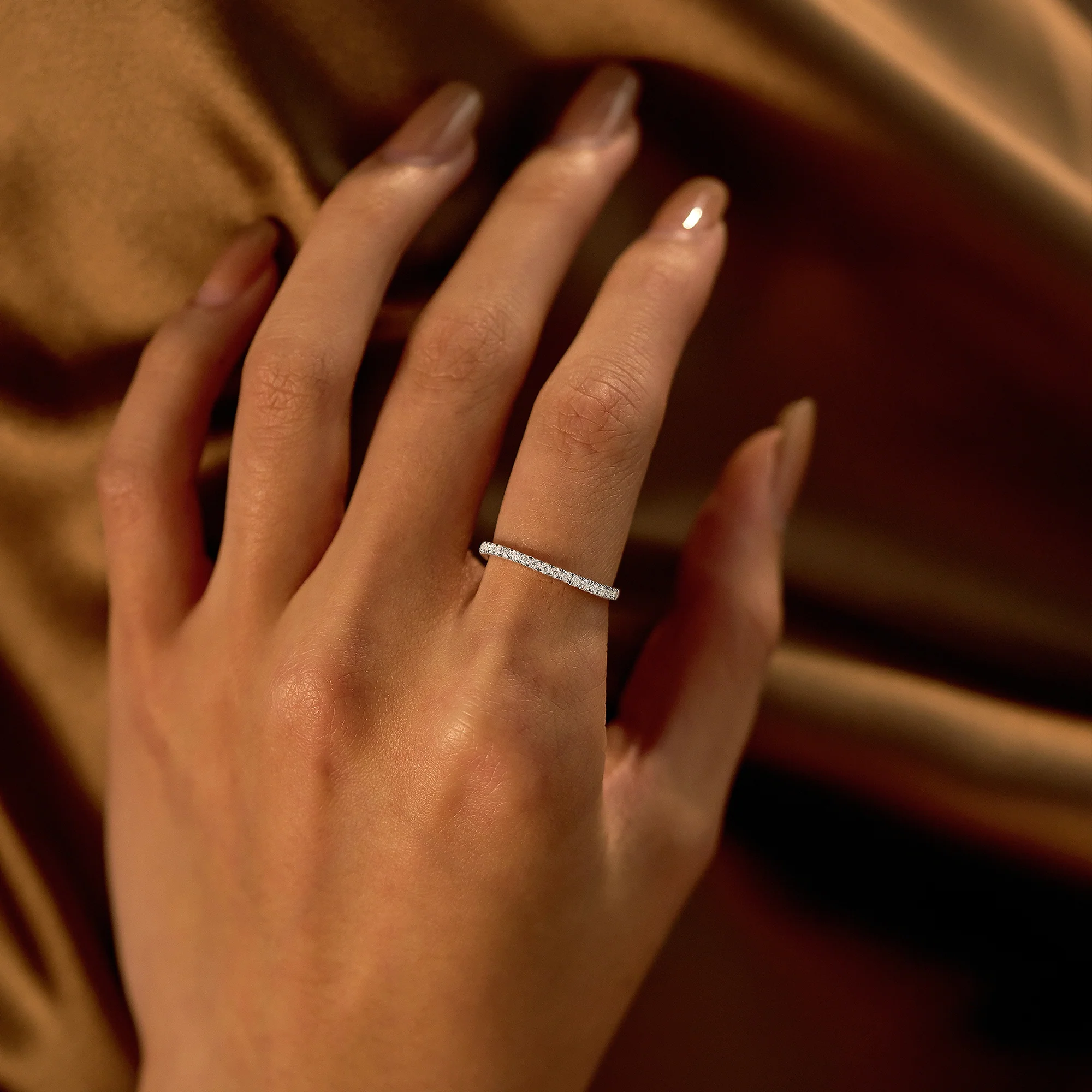 Nature Inspired Wave Moissanite Pavé Half Eternity Band - Image 13