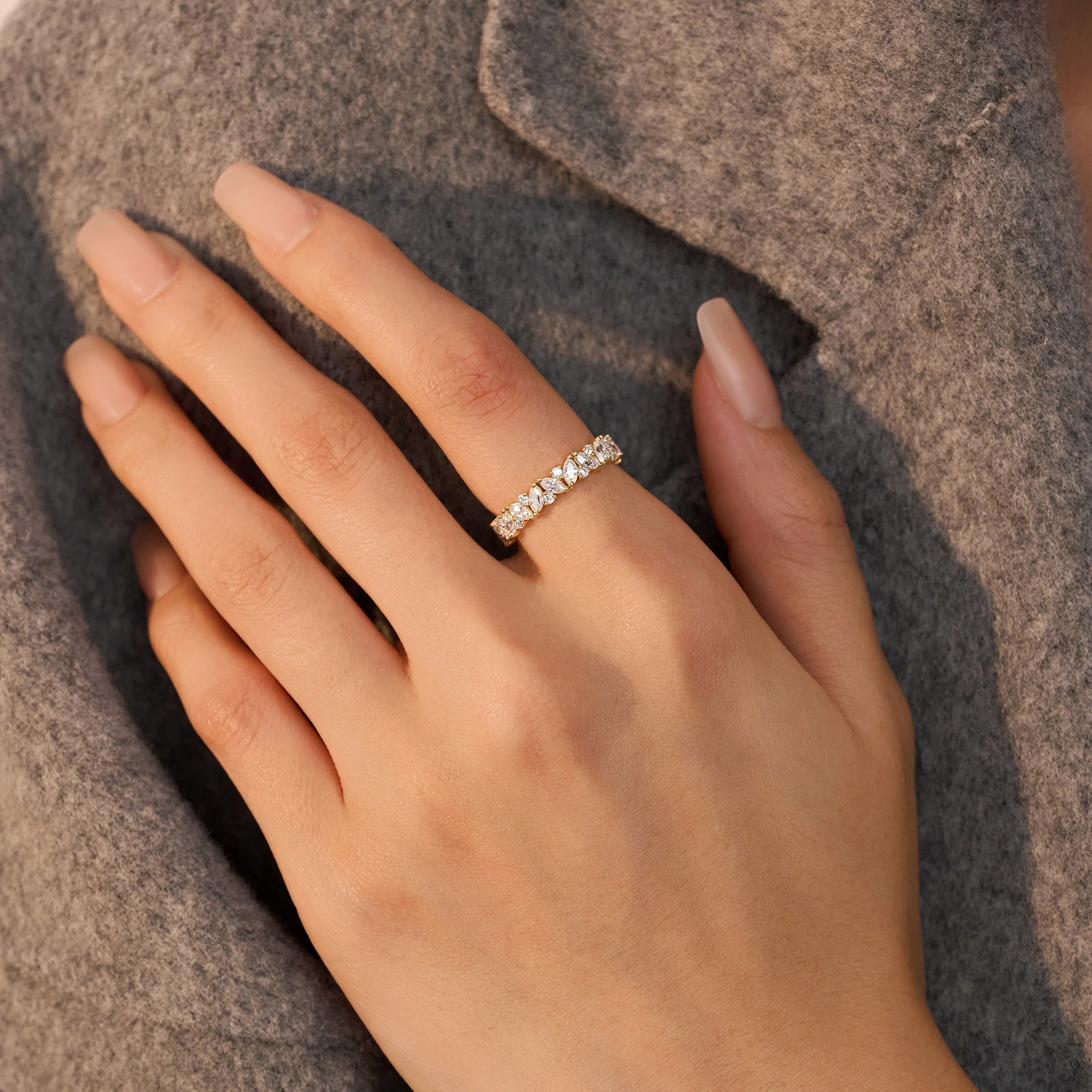 Multi-Shape Marquise Round Cut Moissanite Full Eternity Band - Image 10