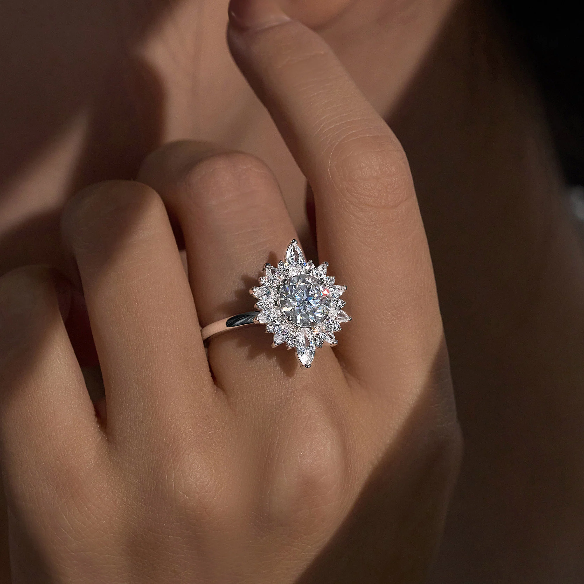 Nature Inspired Floral Moissanite Ring - Image 14