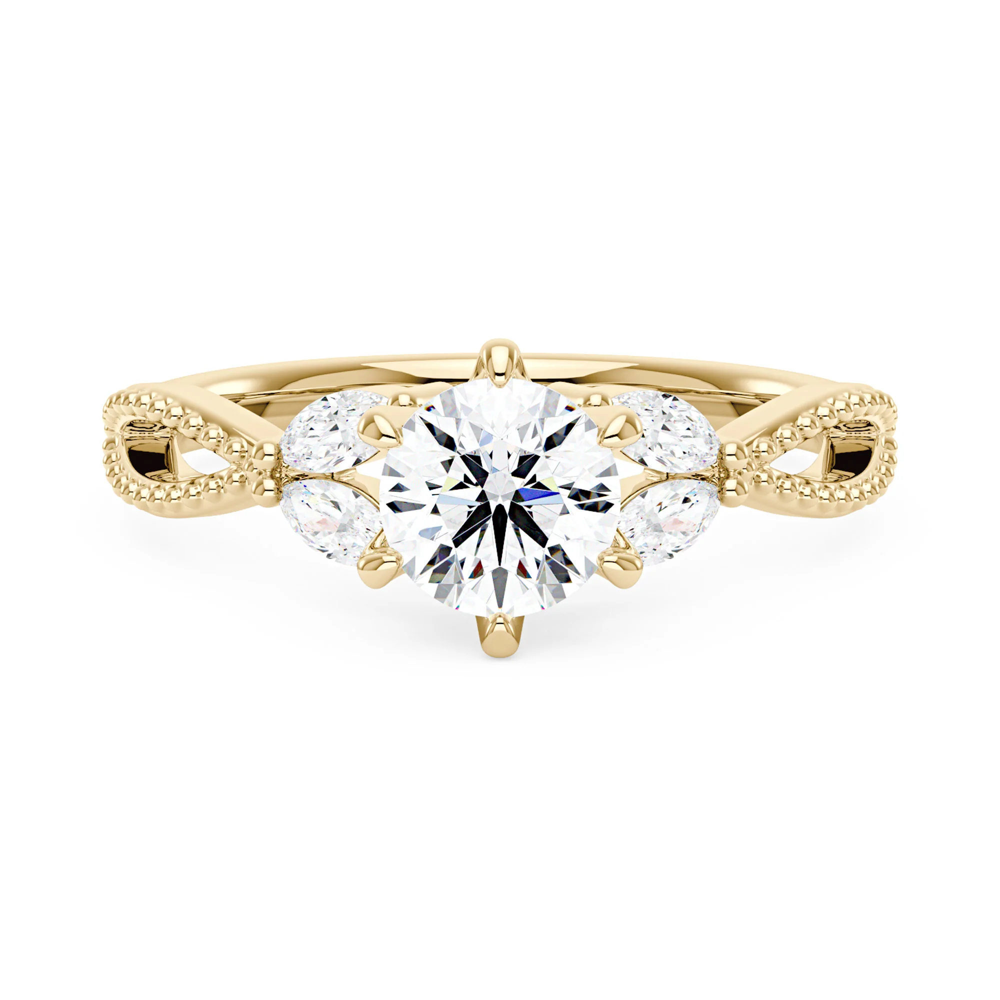 Nature Inspired Split Shank Round Moissanite Ring - Image 4