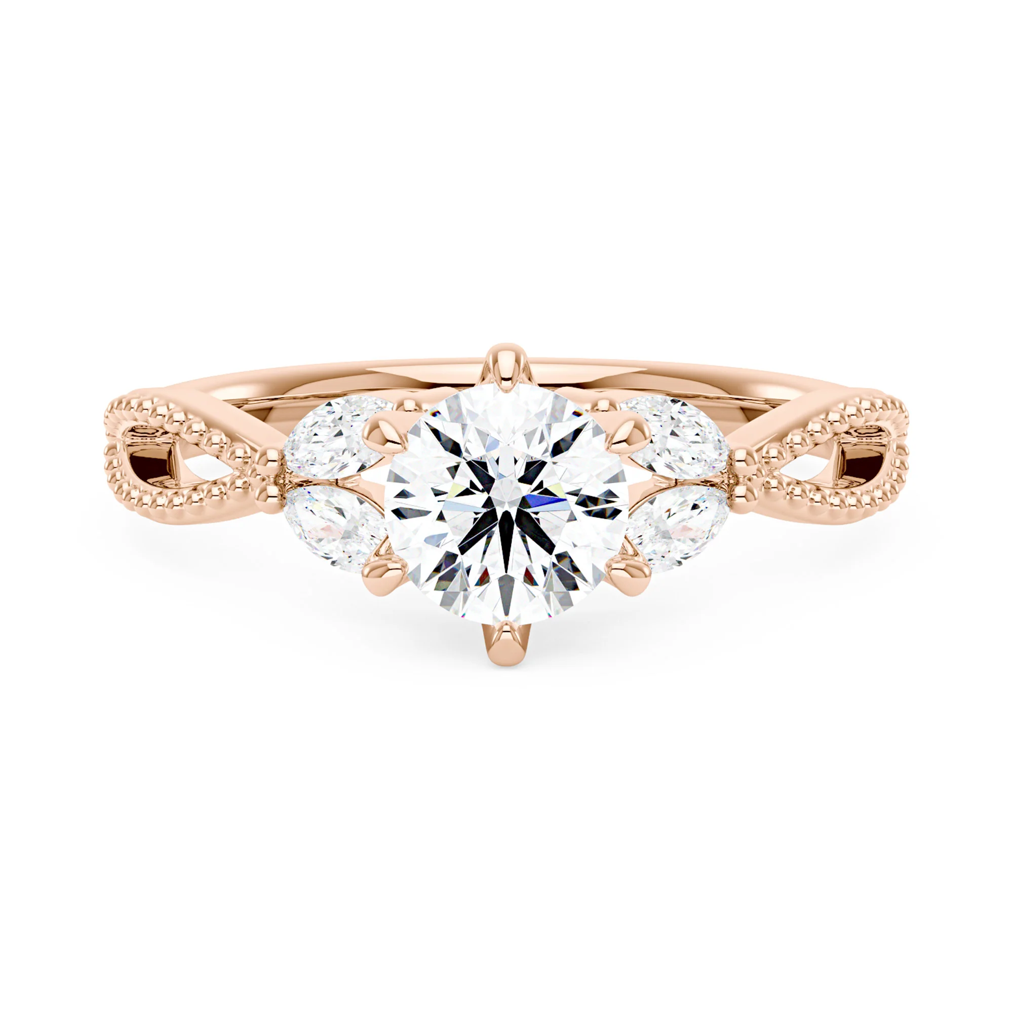 Nature Inspired Split Shank Round Moissanite Ring - Image 7