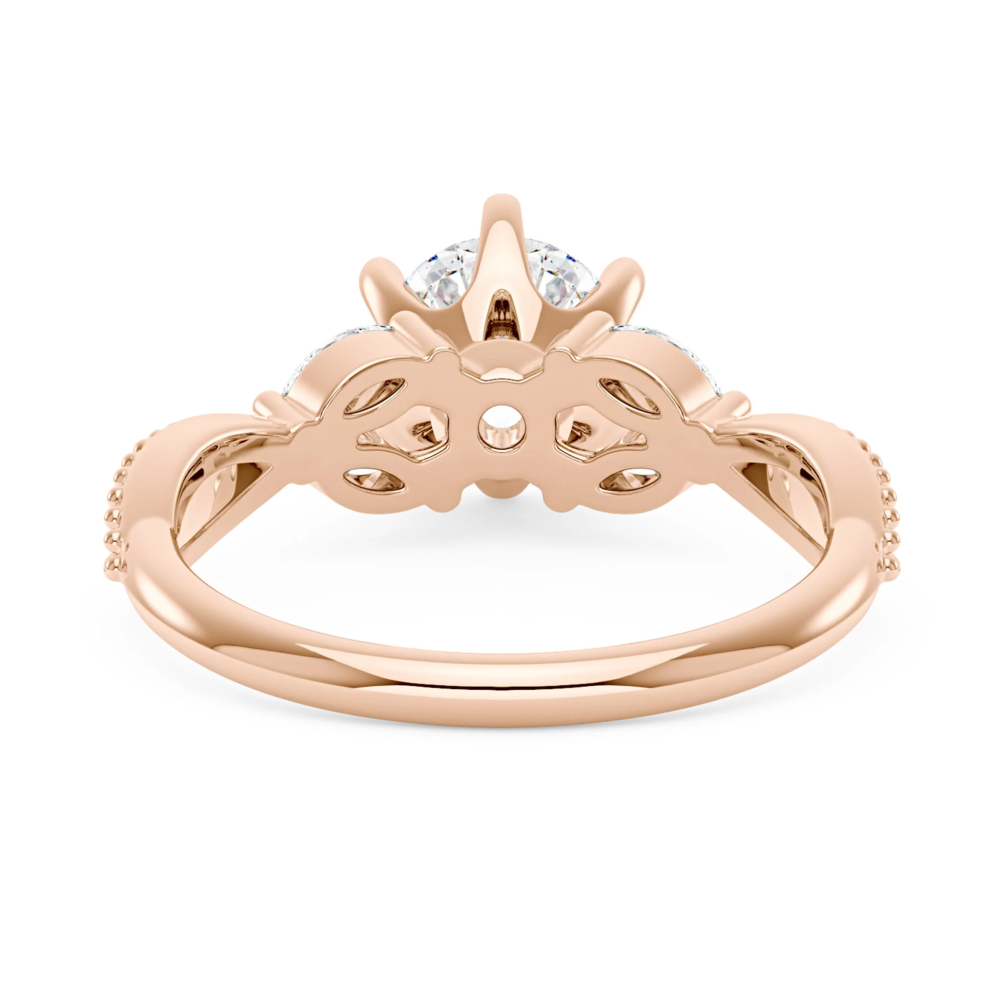 Nature Inspired Split Shank Round Moissanite Ring - Image 9