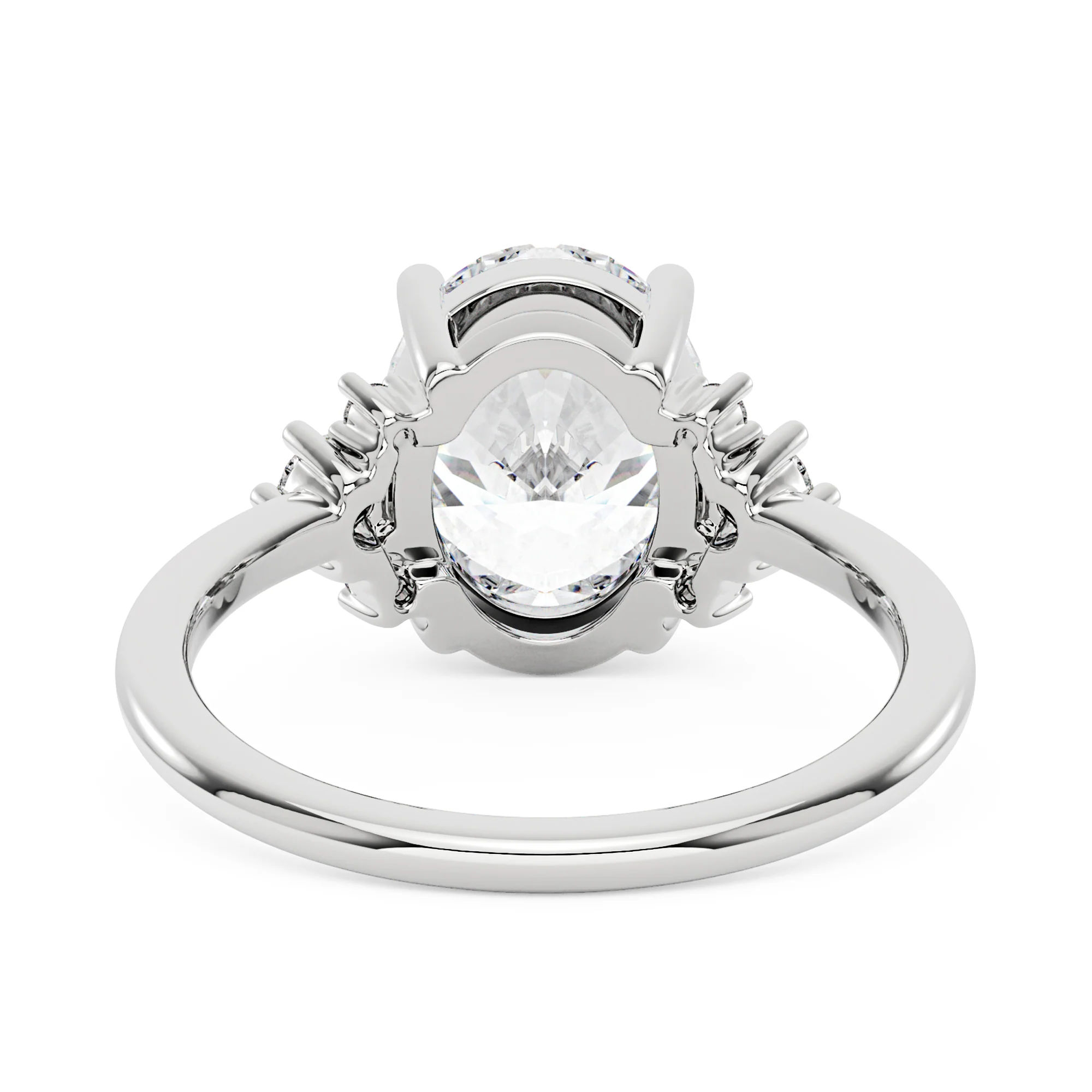 Oval and Round Cut Moissanite Cluster Ring - Image 3