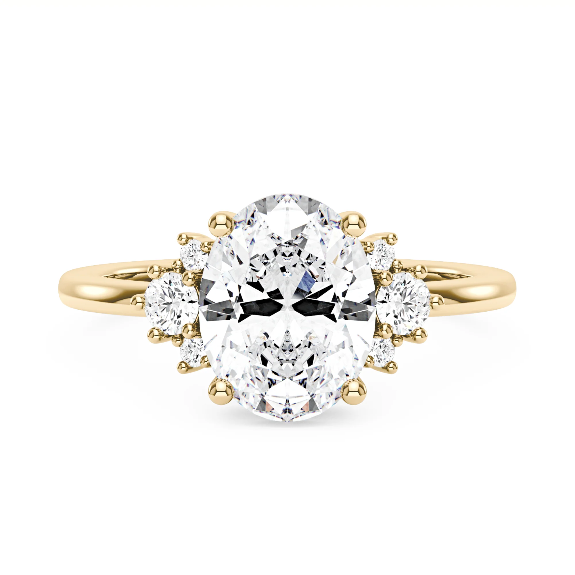 Oval and Round Cut Moissanite Cluster Ring - Image 4