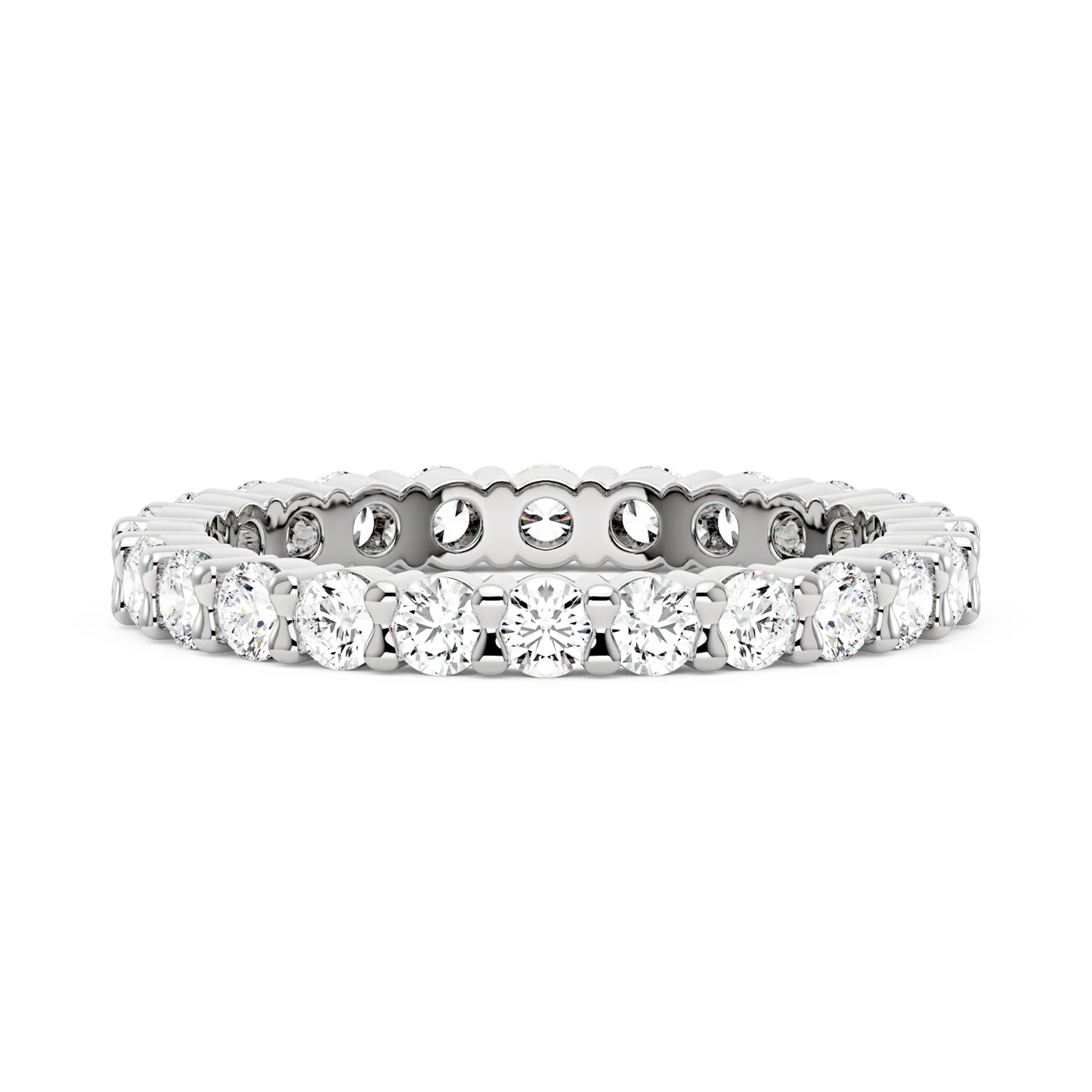 Oval Bezel Engagement Ring And Pave Eternity Wedding Band Set - Image 8