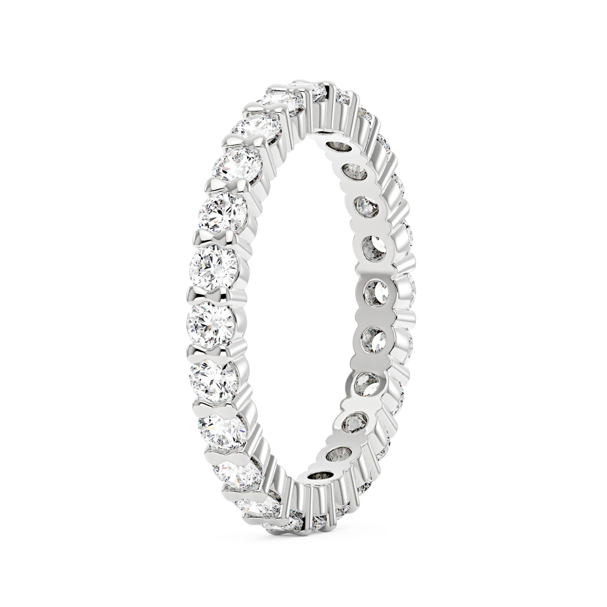 Oval Bezel Engagement Ring And Pave Eternity Wedding Band Set - Image 9