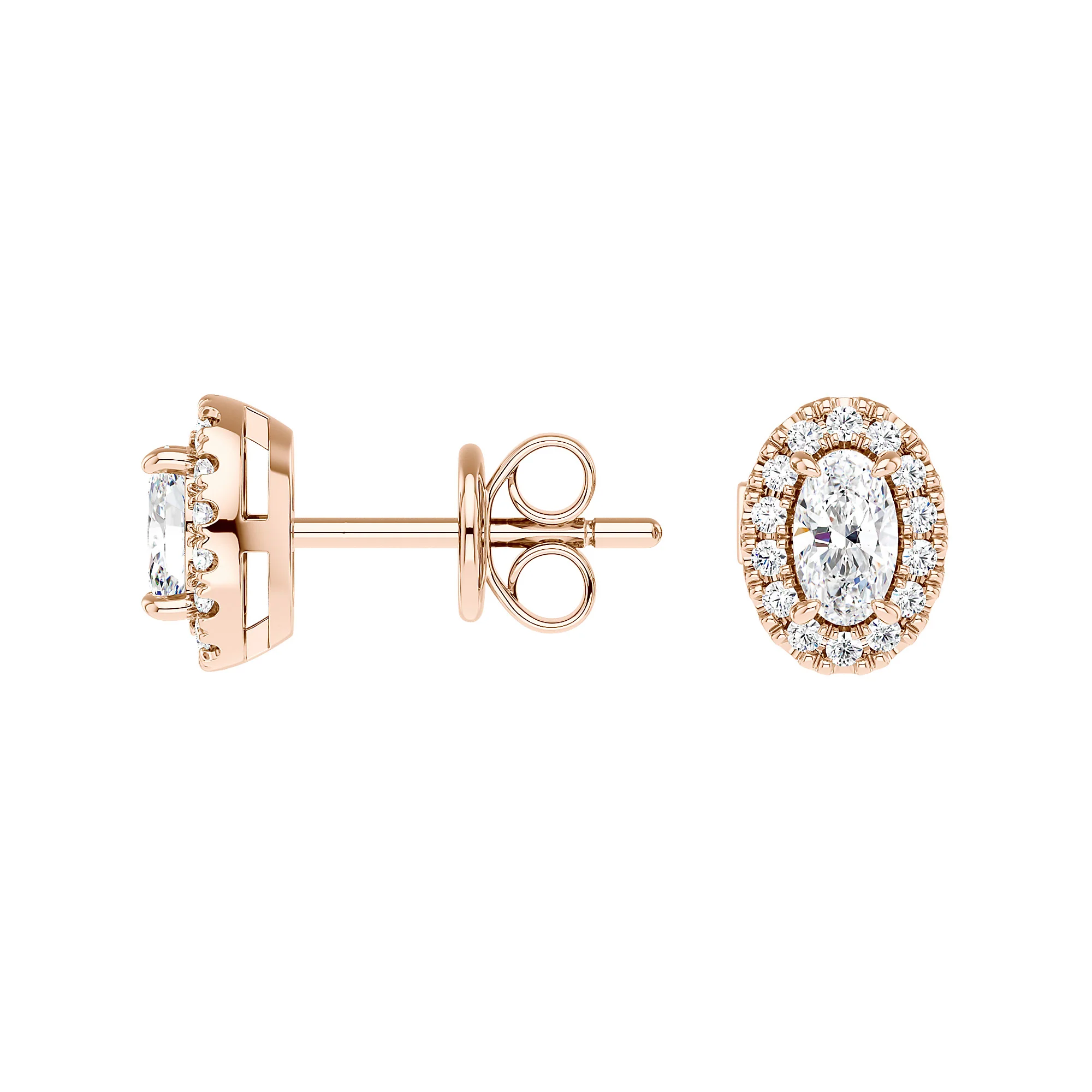 Oval Cut Halo Diamond Stud Earrings - Image 9