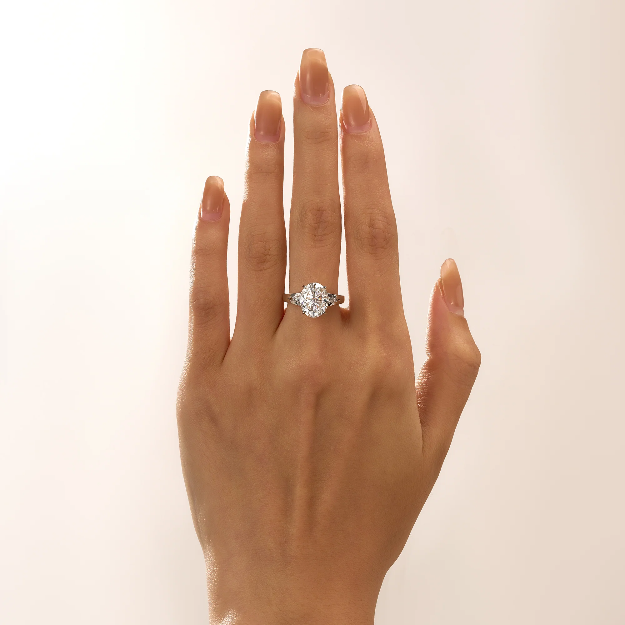 Oval Moissanite Side Accent Engagement Ring - Image 11