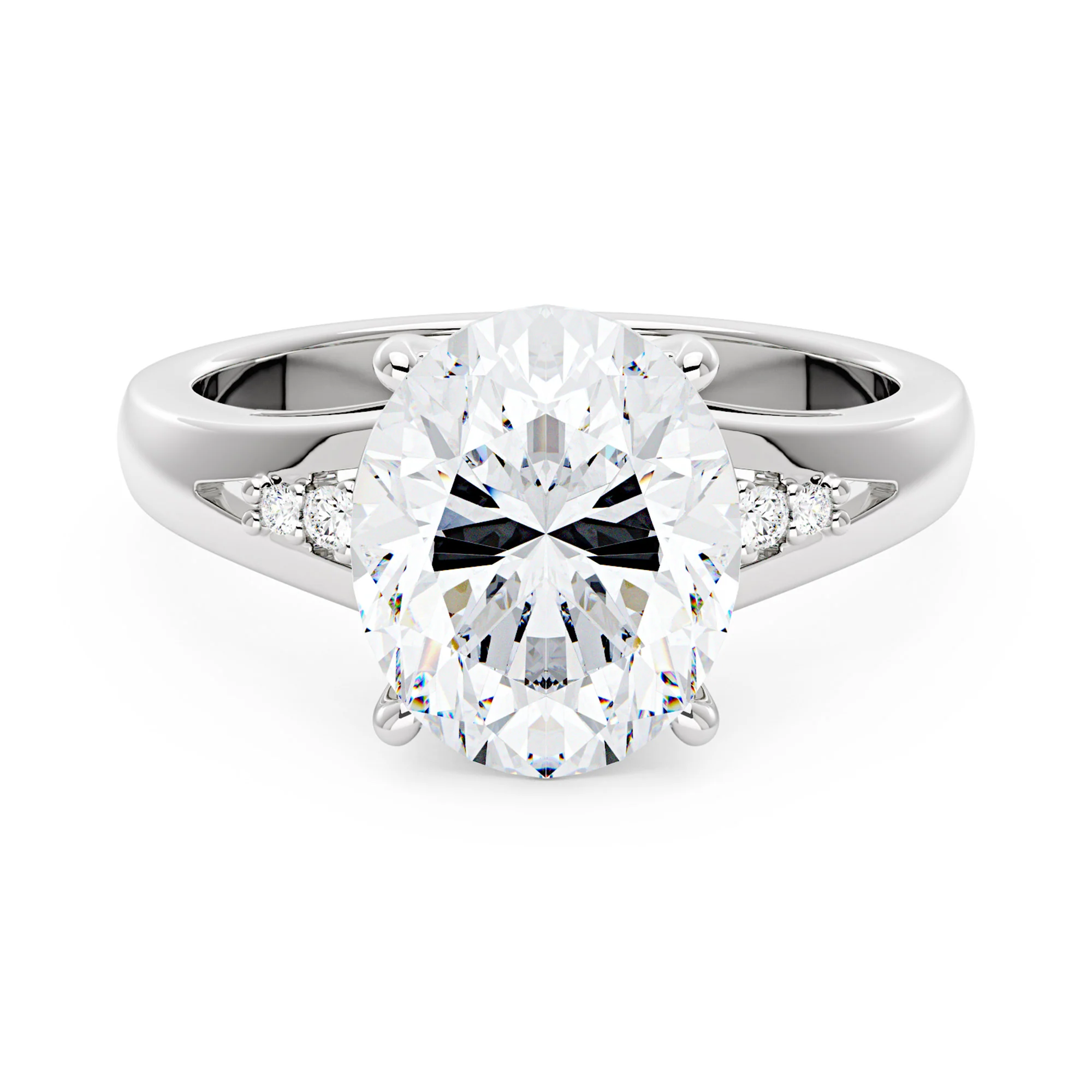 Oval Moissanite Side Accent Engagement Ring - Image 4