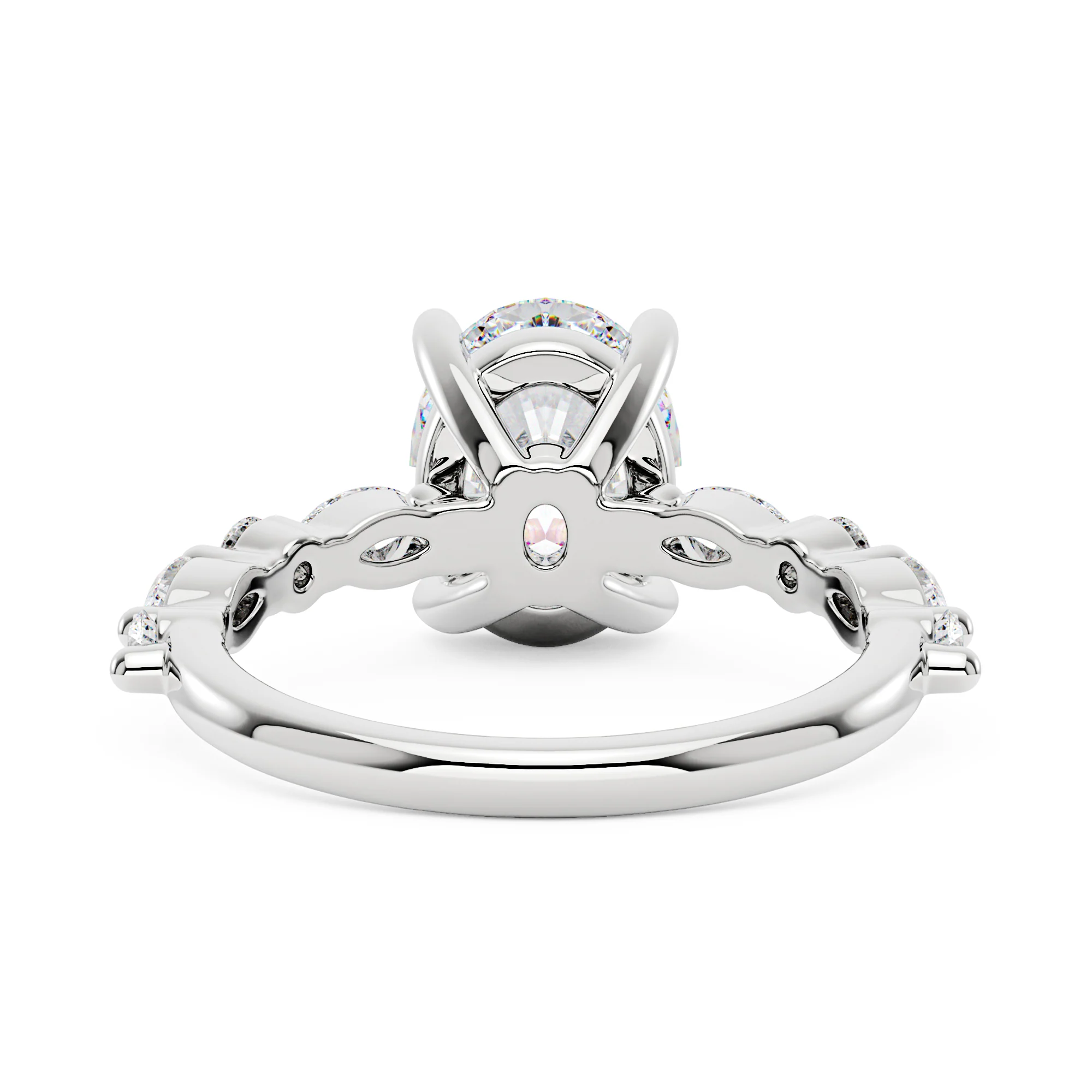 Nature Inspired Oval Cut Moissanite Accent Engagement Ring - Image 3