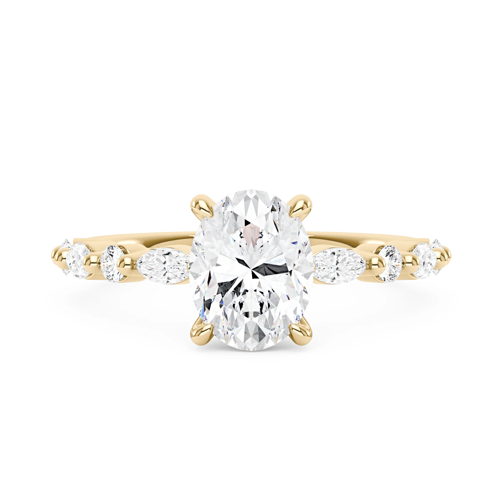 Nature Inspired Oval Cut Moissanite Accent Engagement Ring - Image 4