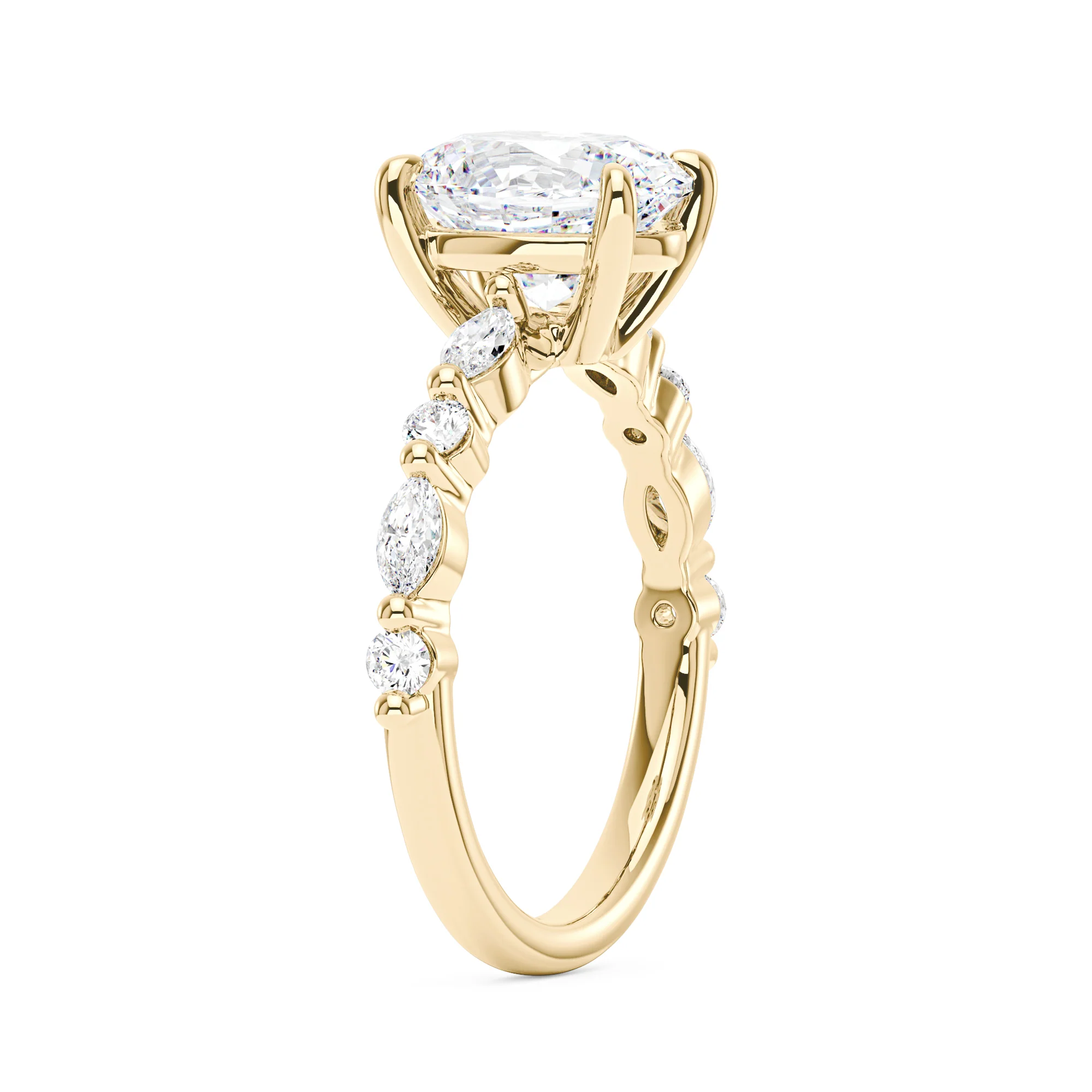 Nature Inspired Oval Cut Moissanite Accent Engagement Ring - Image 5