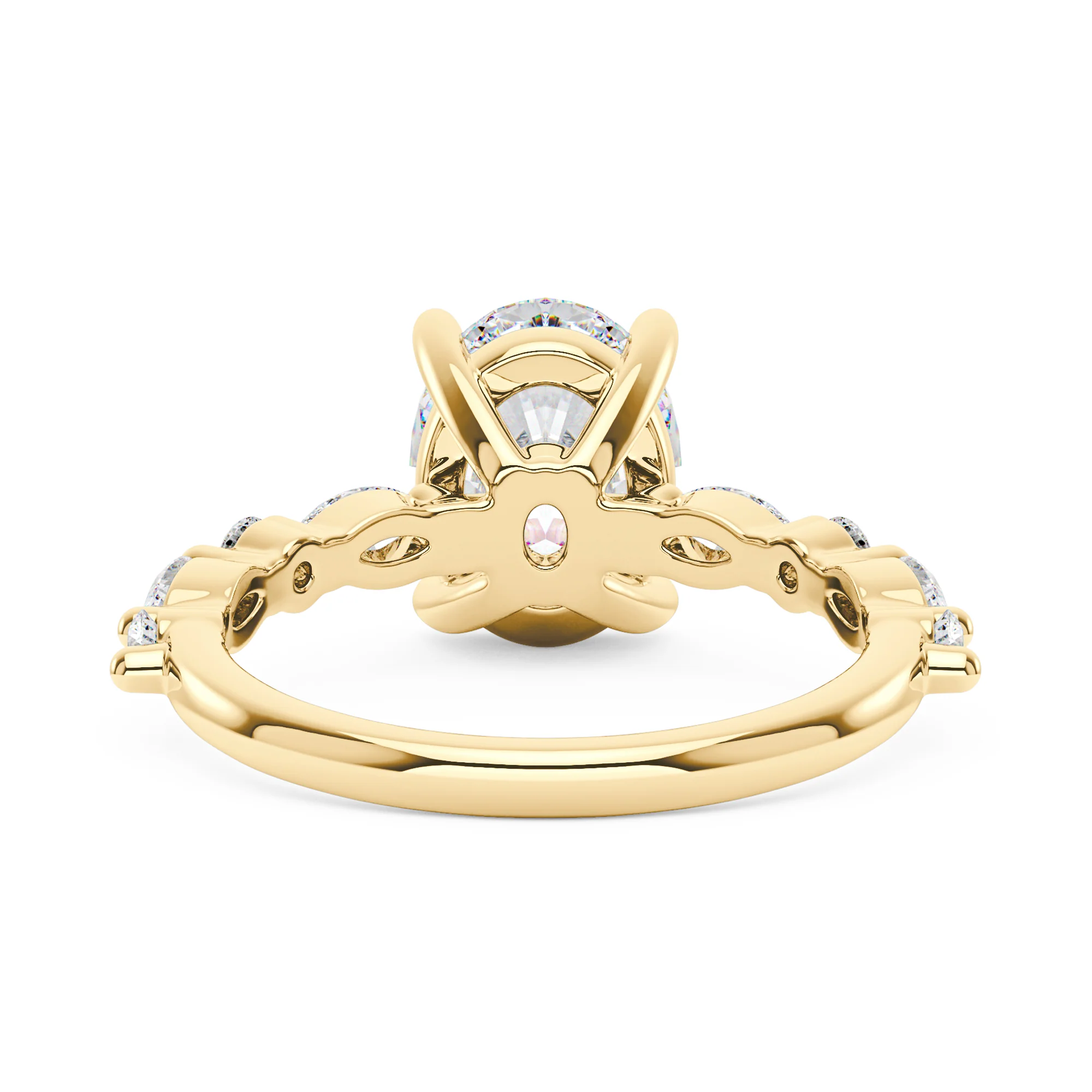 Nature Inspired Oval Cut Moissanite Accent Engagement Ring - Image 6