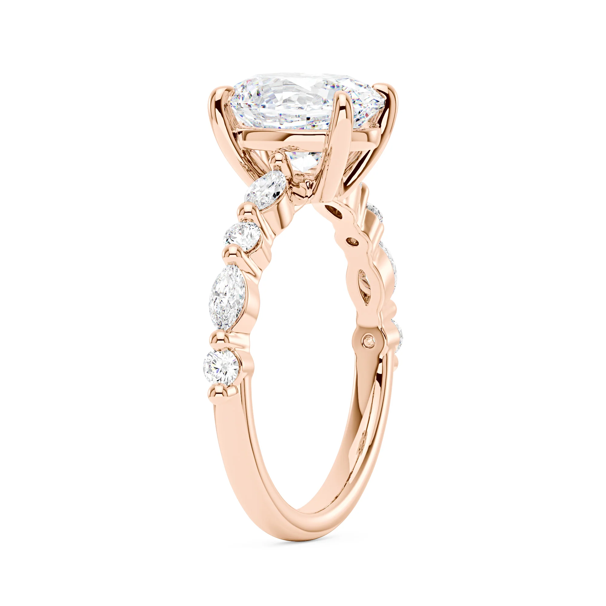 Nature Inspired Oval Cut Moissanite Accent Engagement Ring - Image 8