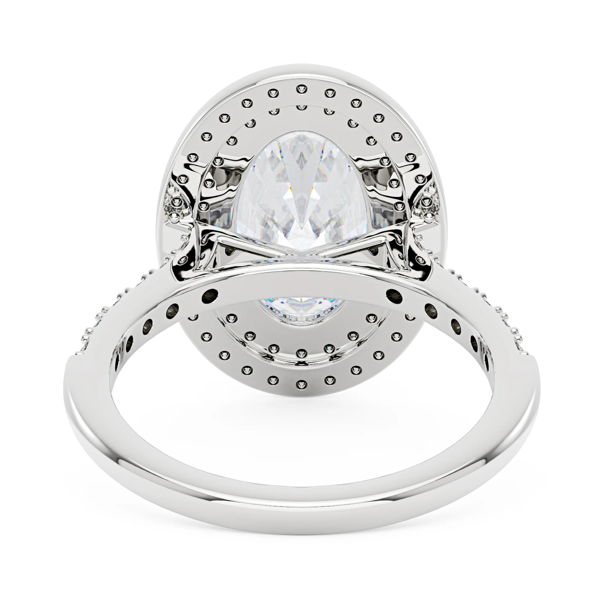4 Carat Art Deco Oval Cut Moissanite Double Halo Ring in 14K Gold - Image 3