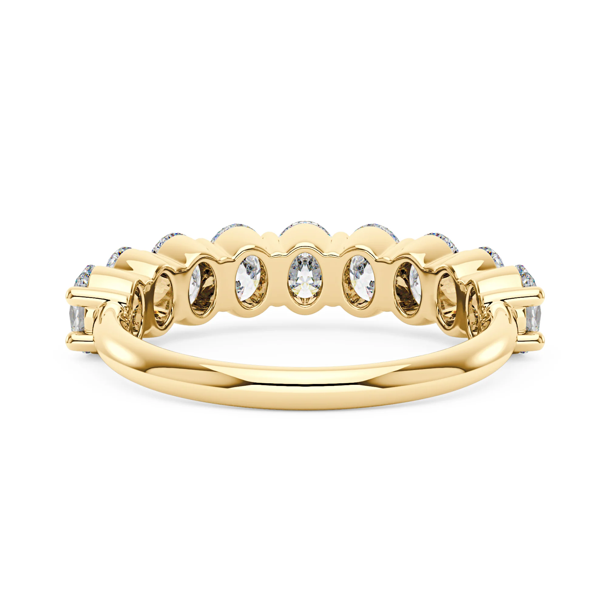 Oval Cut Moissanite Engagement Ring and Half Eternity Band Bridal Ring Set - Image 10