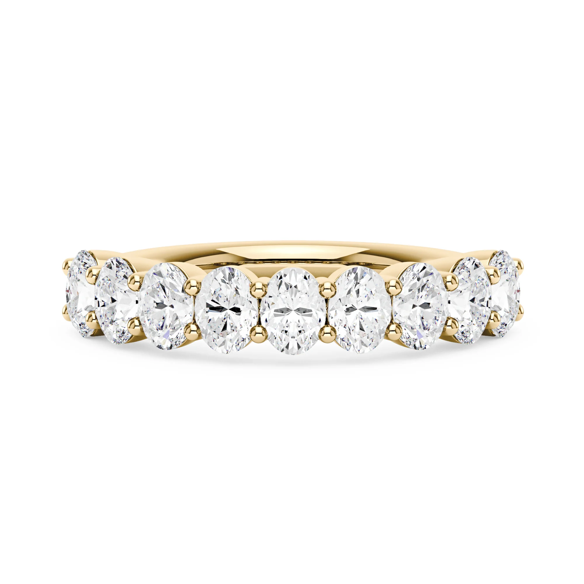 Oval Cut Moissanite Engagement Ring and Half Eternity Band Bridal Ring Set - Image 8