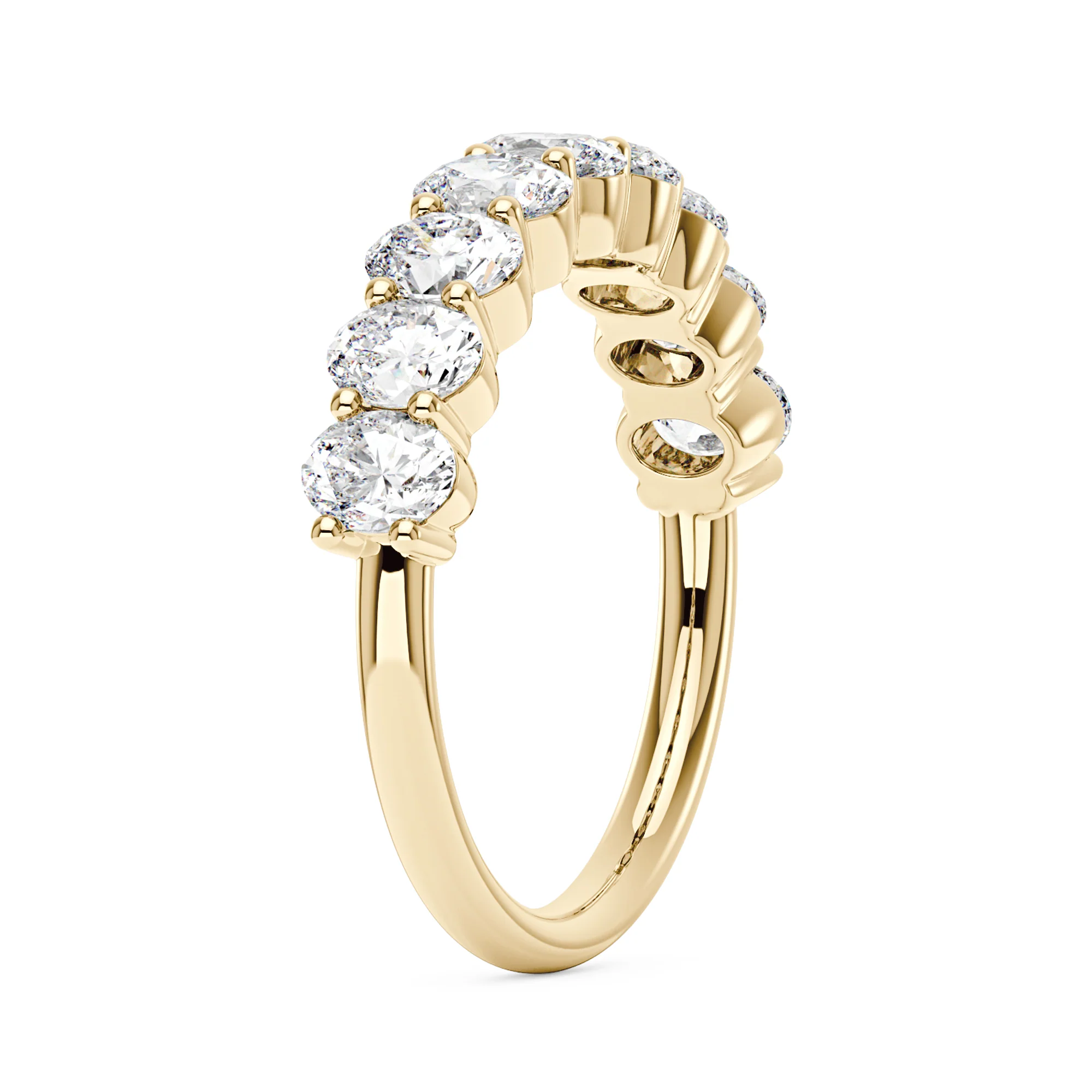 Oval Cut Moissanite Engagement Ring and Half Eternity Band Bridal Ring Set - Image 9