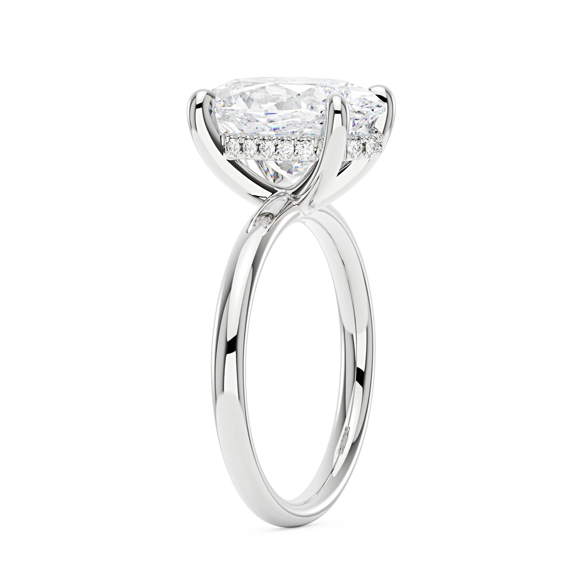 Oval Cut Moissanite Ring and Half Eternity Band Wedding Ring Set - Image 6