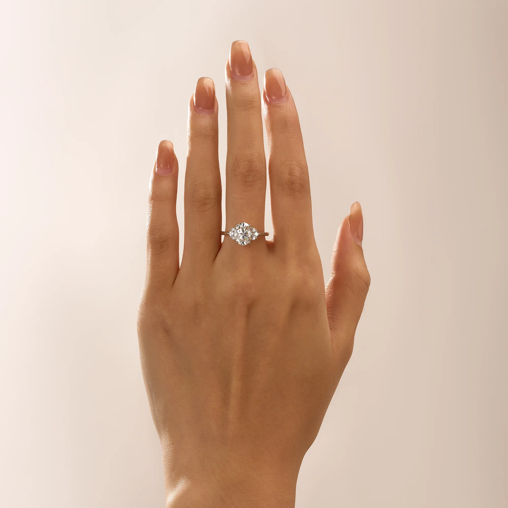 Oval Cut Moissanite Cluster Engagement Ring - Image 11