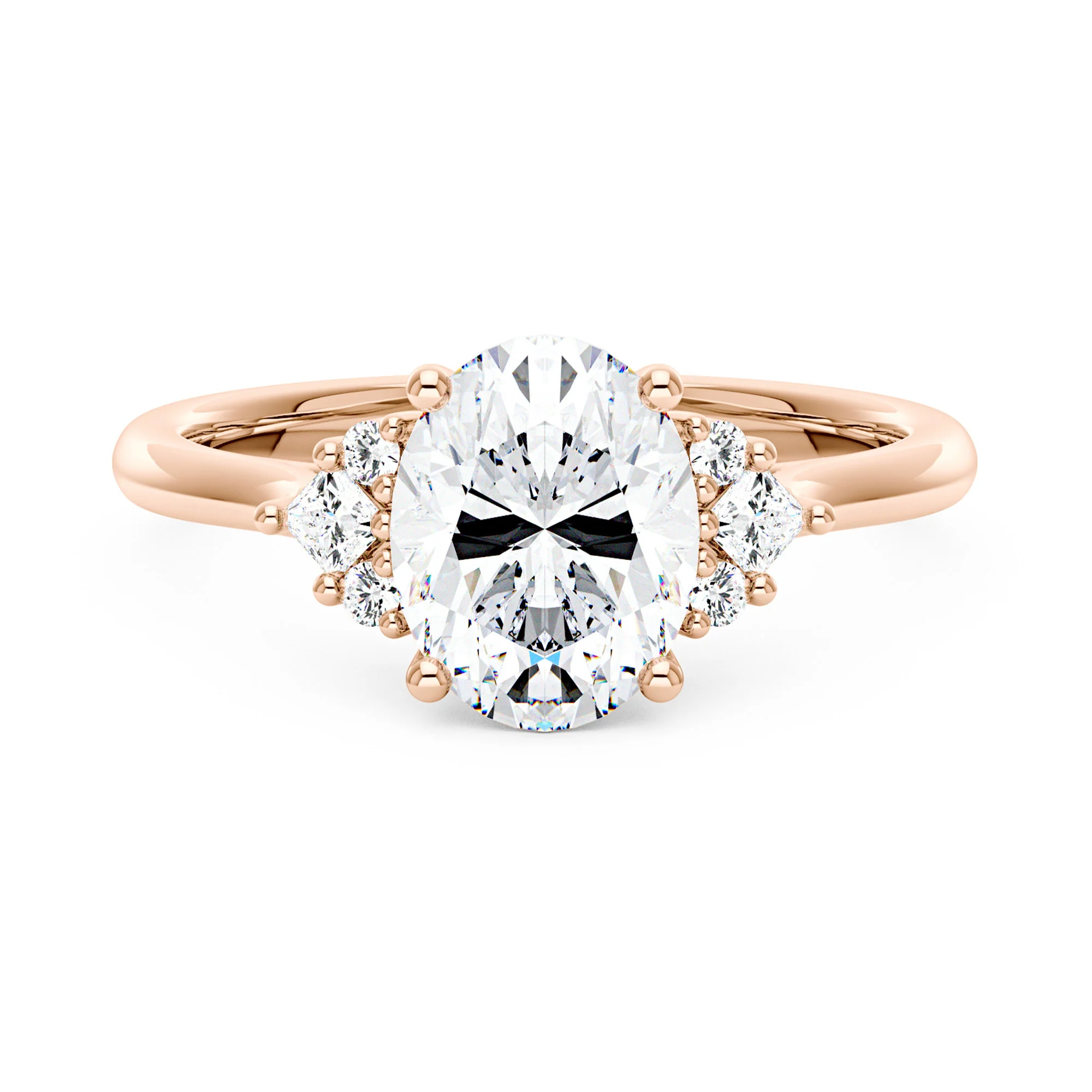 Oval Cut Moissanite Cluster Engagement Ring - Image 7