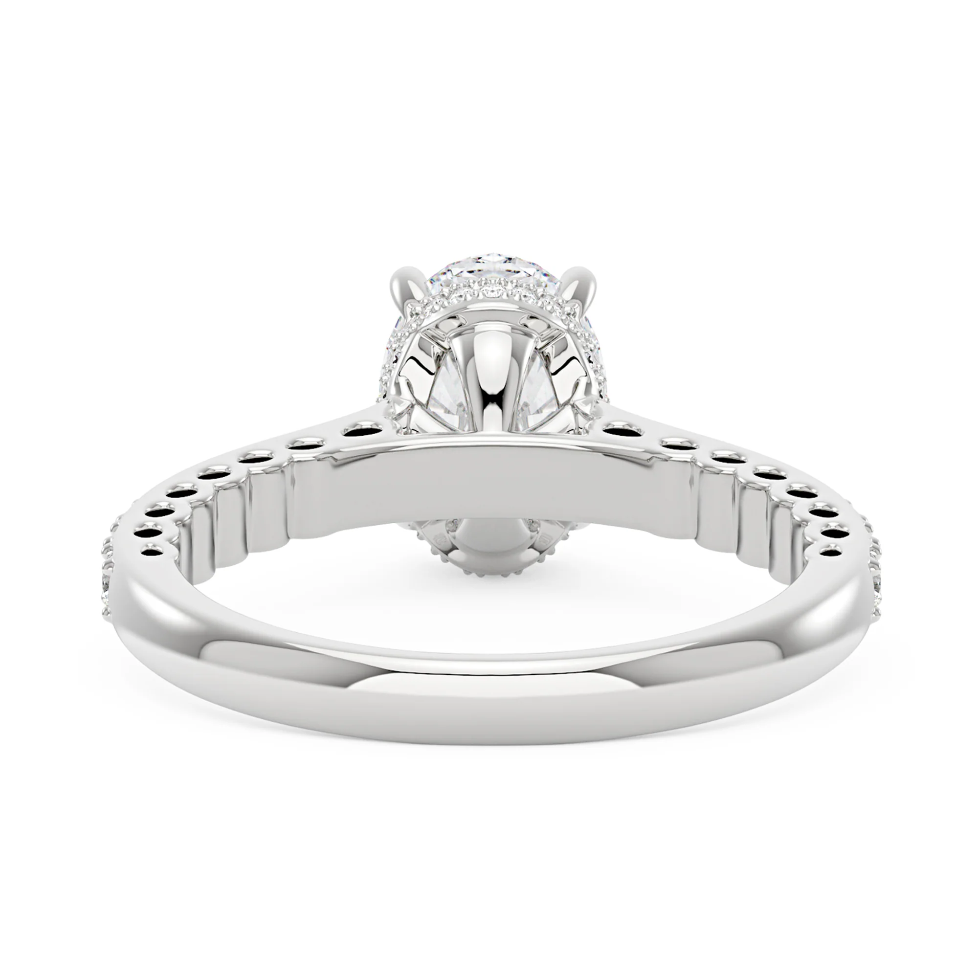 Oval Cut Moissanite Ring with Pavé Band - Image 3