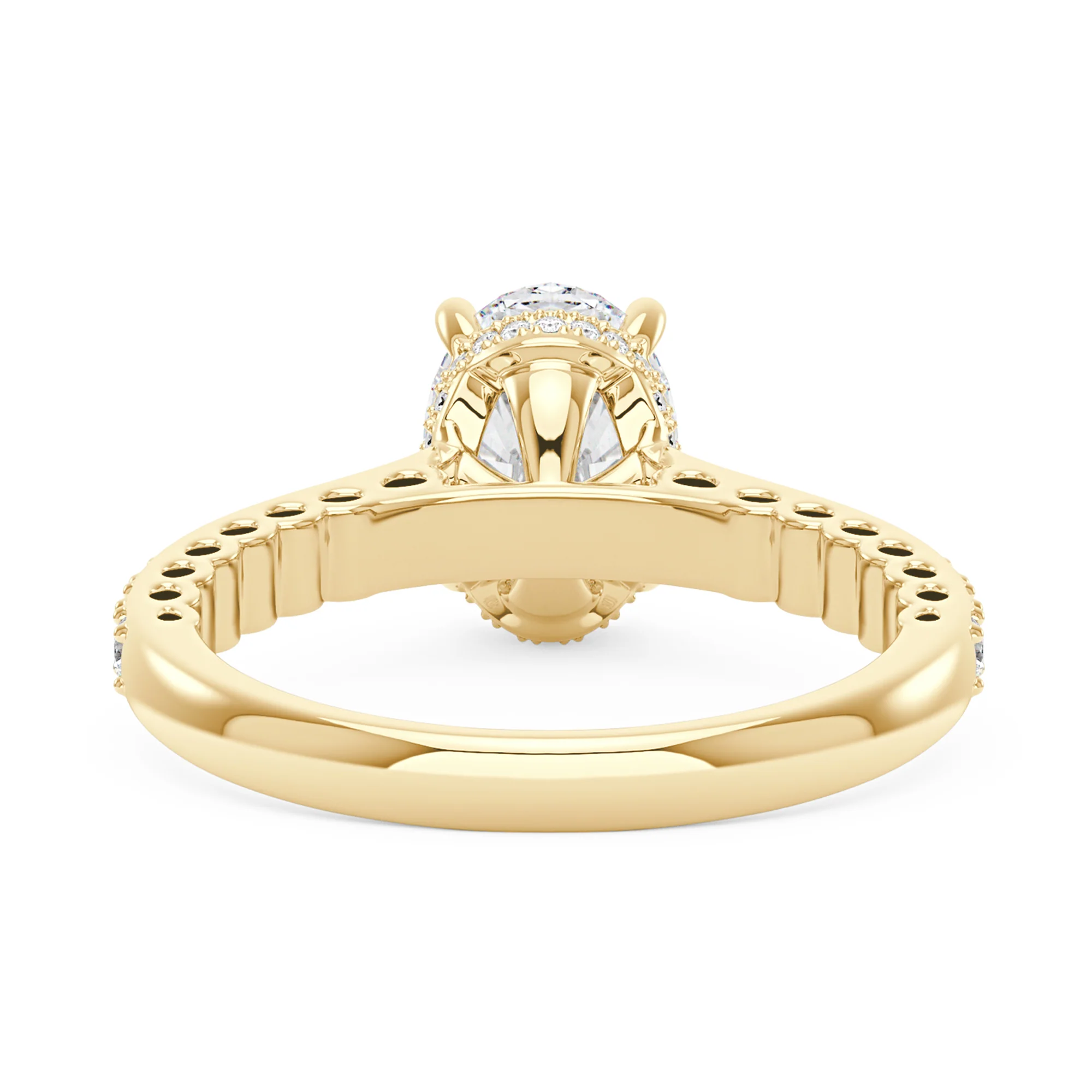 Oval Cut Moissanite Ring with Pavé Band - Image 6