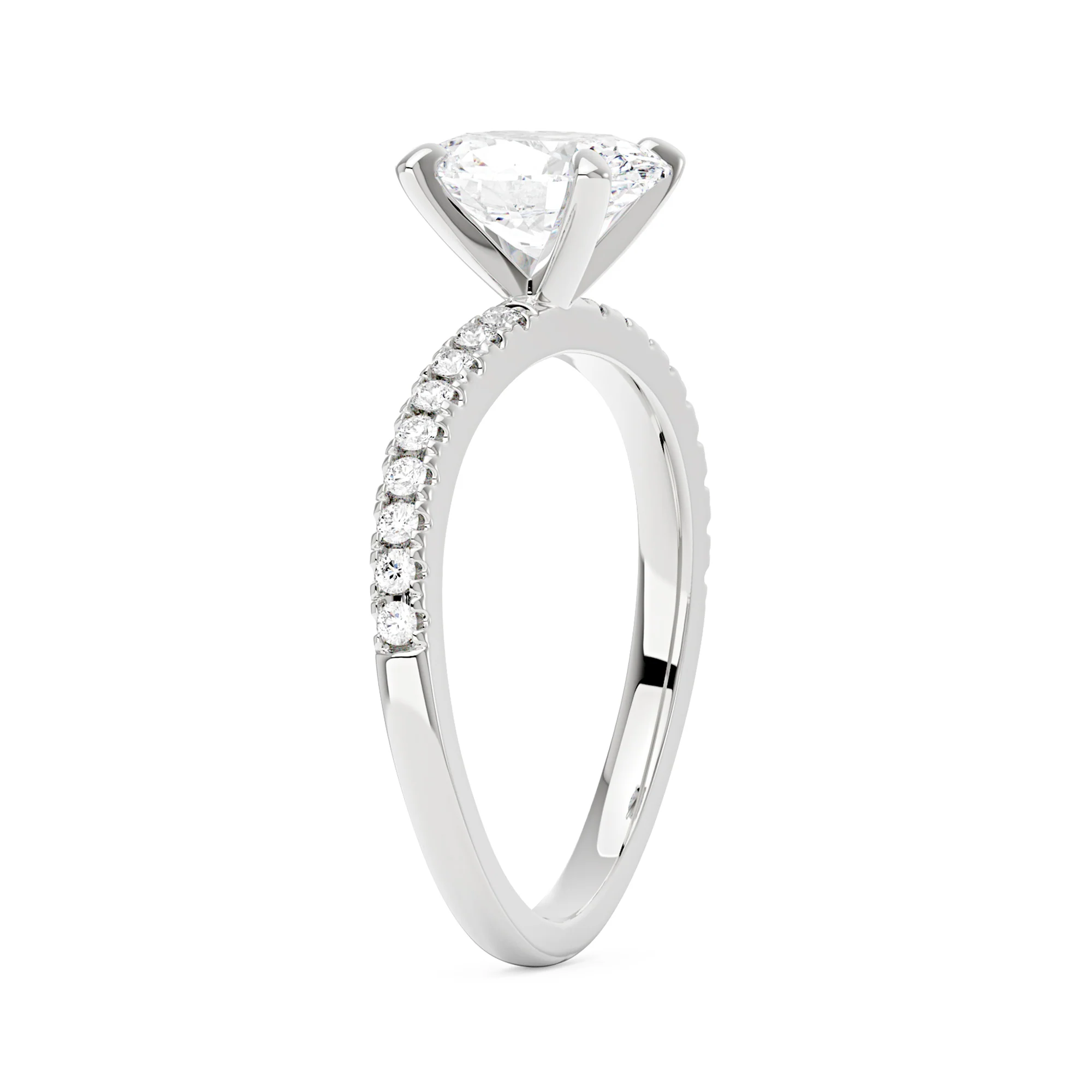Oval Cut Moissanite Ring with Half Pavé Wave Band - Image 2