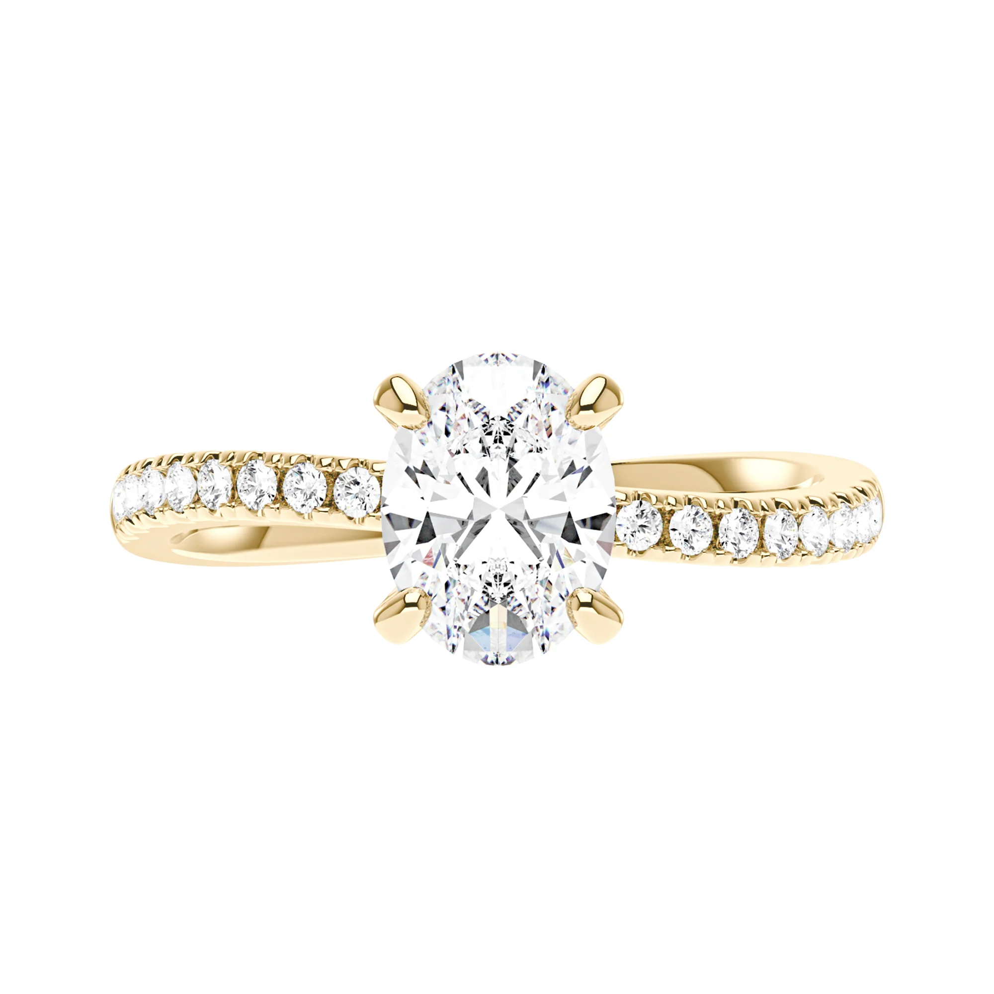 Oval Cut Moissanite Ring with Half Pavé Wave Band - Image 4