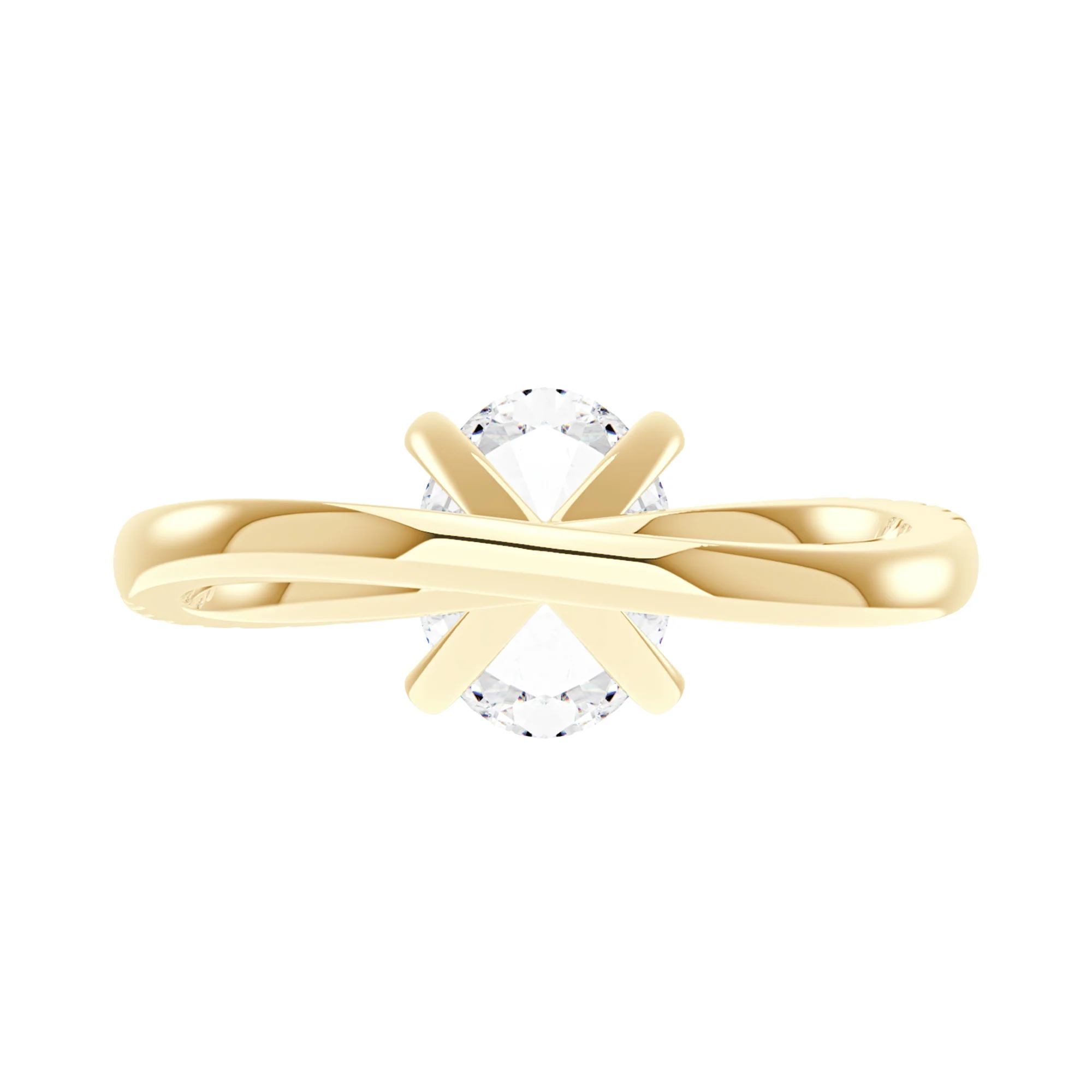 Oval Cut Moissanite Ring with Half Pavé Wave Band - Image 6