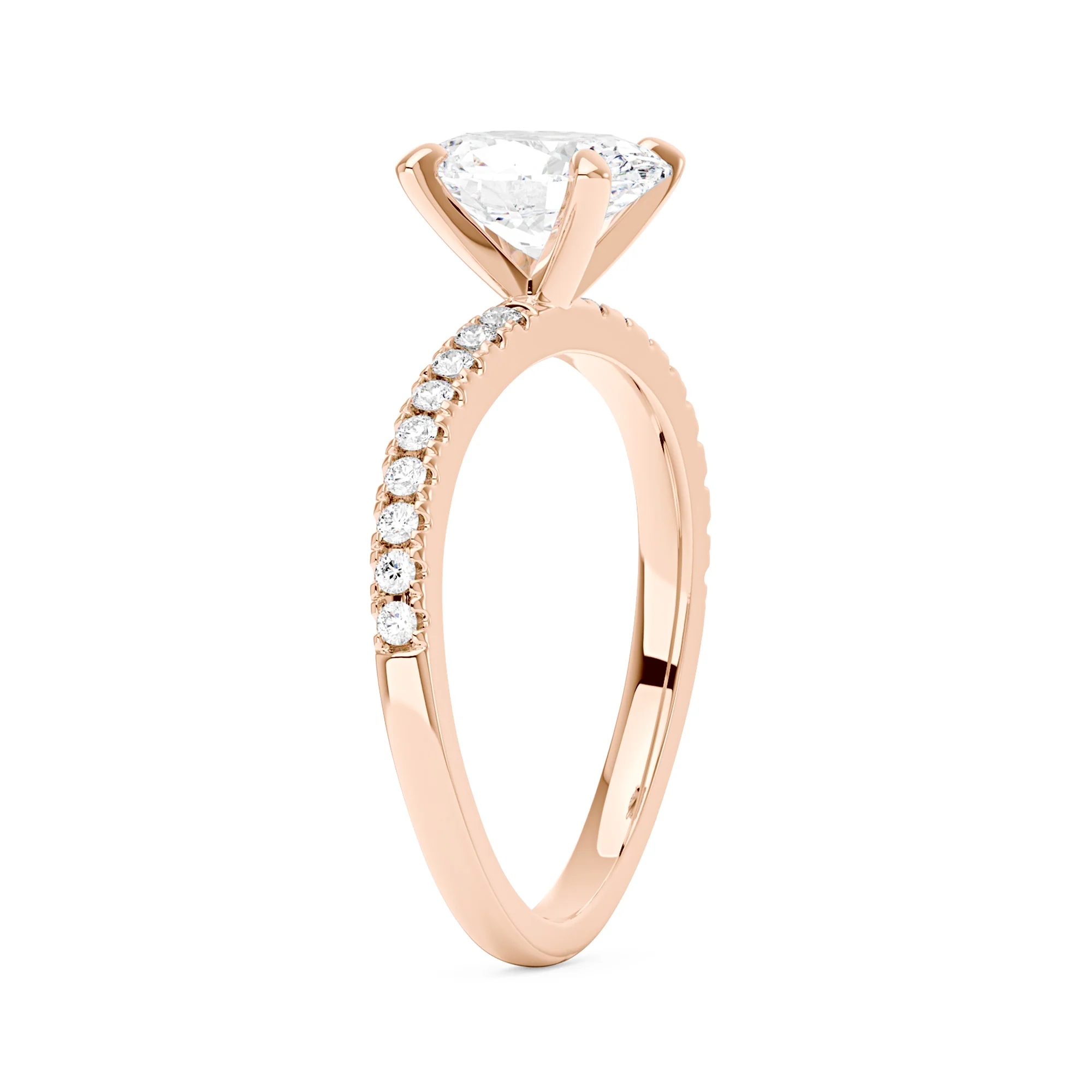 Oval Cut Moissanite Ring with Half Pavé Wave Band - Image 8