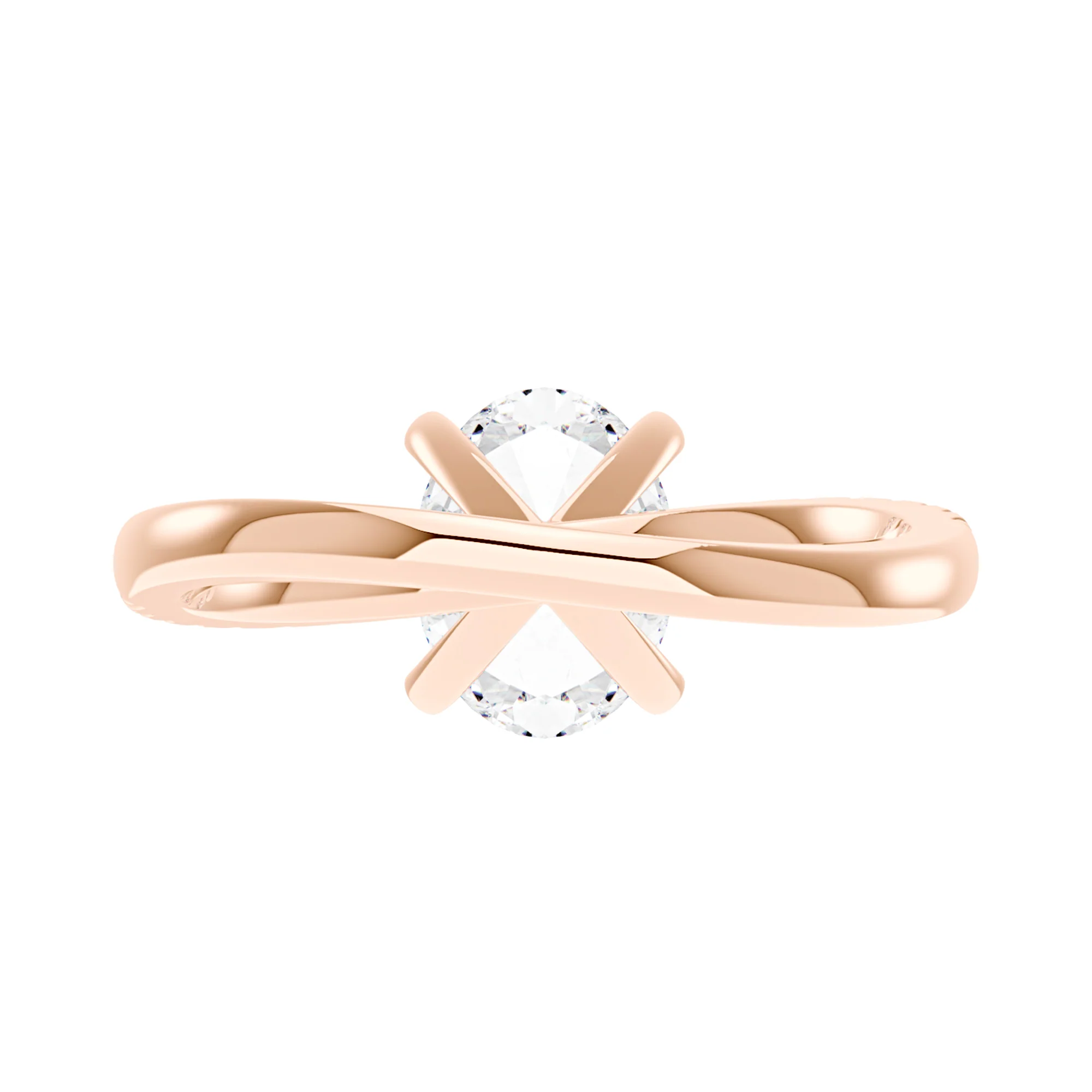 Oval Cut Moissanite Ring with Half Pavé Wave Band - Image 9