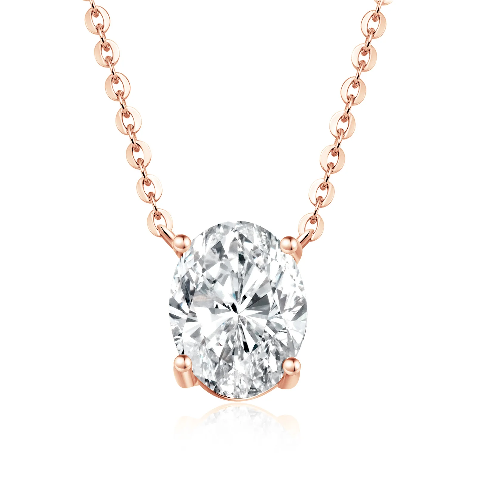 Oval Cut Moissanite Solitaire Pendant Necklace - Image 3