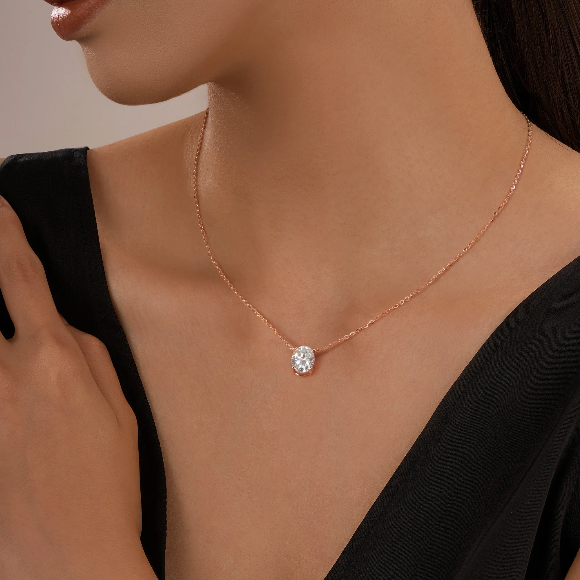 Oval Cut Moissanite Solitaire Pendant Necklace - Image 6