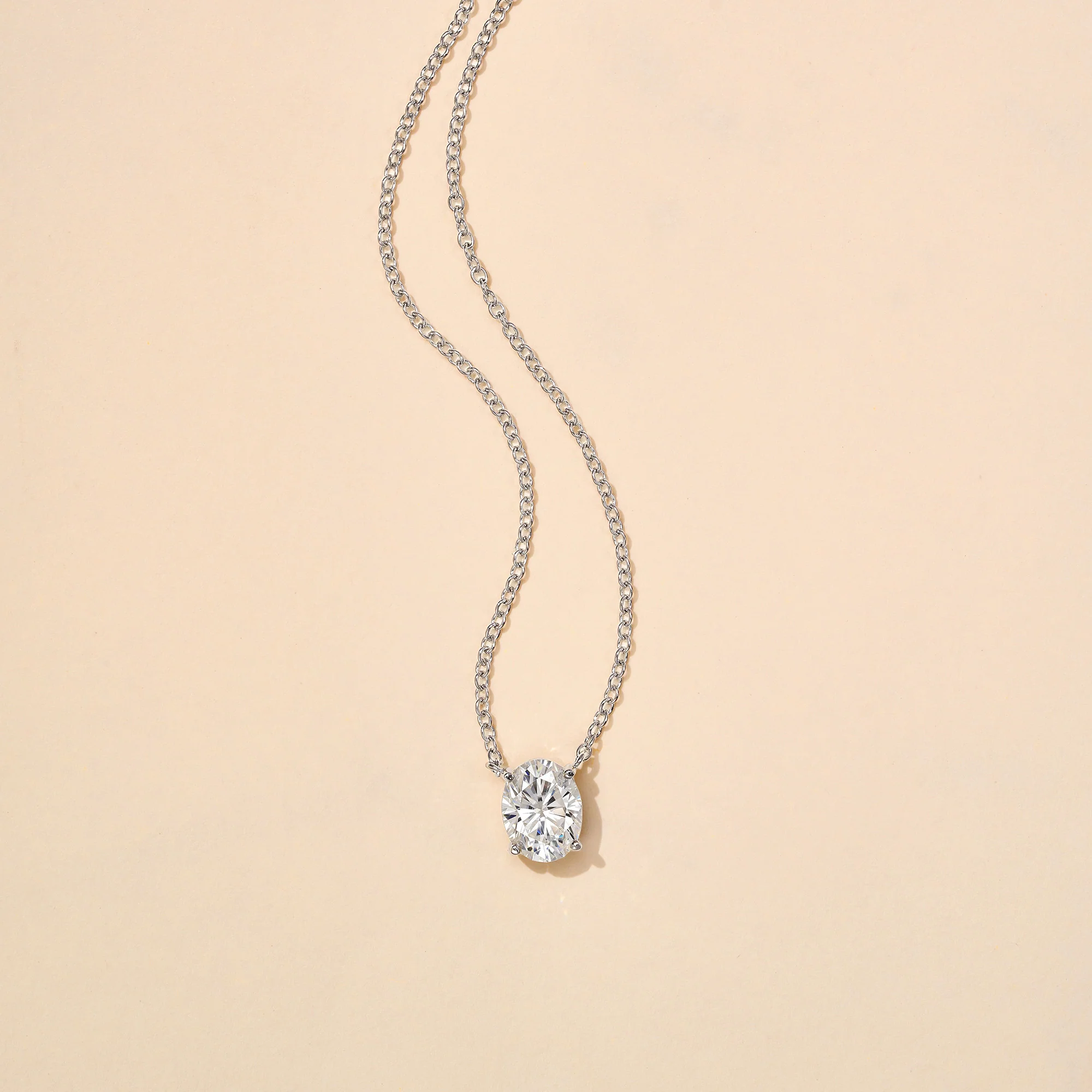 Oval Cut Moissanite Solitaire Pendant Necklace - Image 8