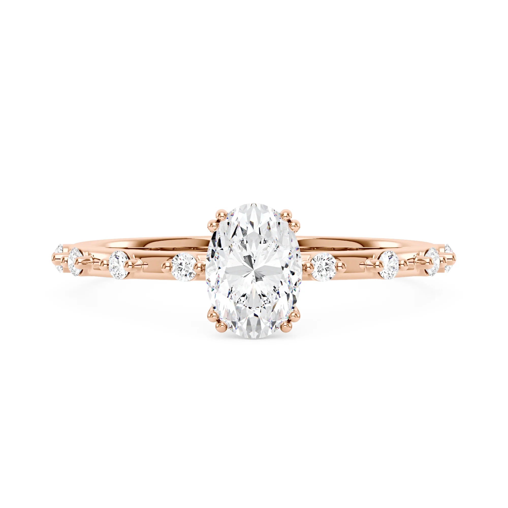 Oval Cut Moissanite Ring with Accented Stones - Image 7