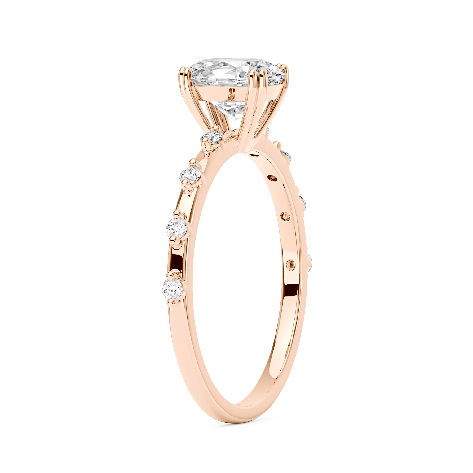 Oval Cut Moissanite Ring with Accented Stones - Image 8