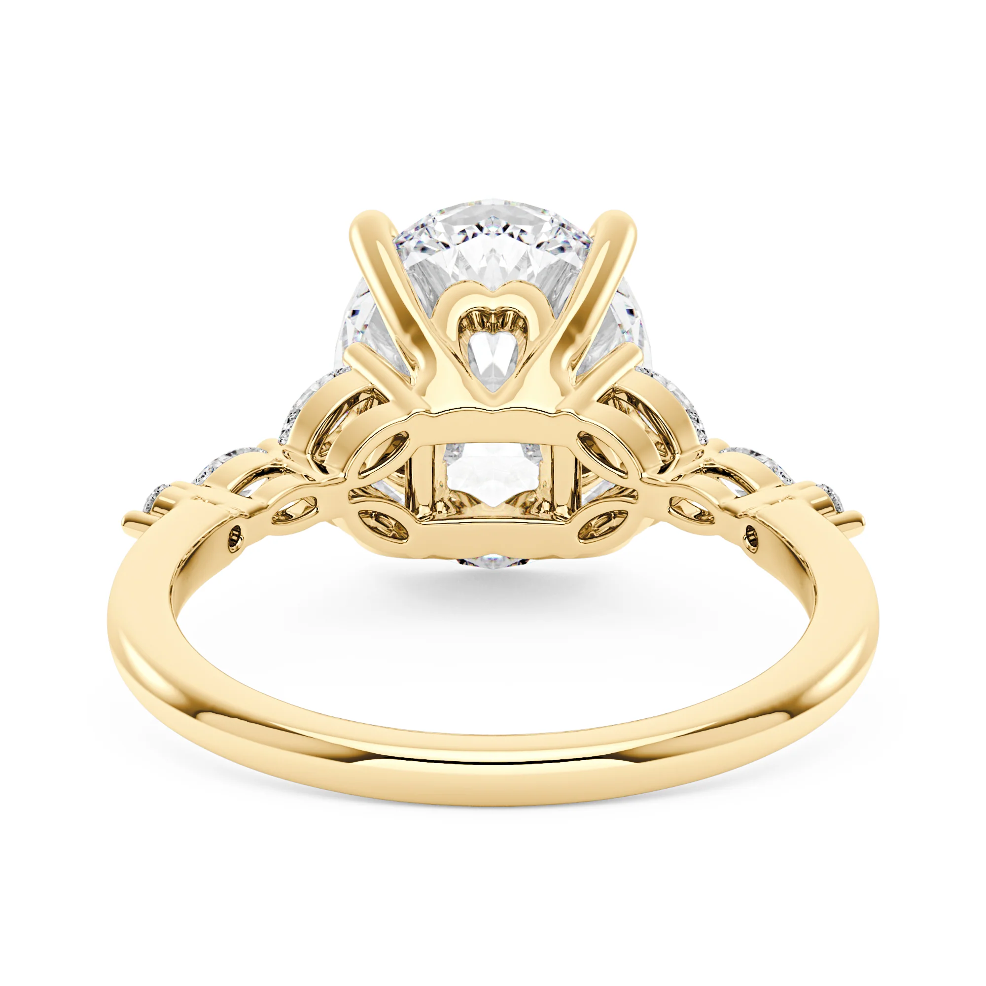 Oval Moissanite Accented Band Engagement Ring - Image 6