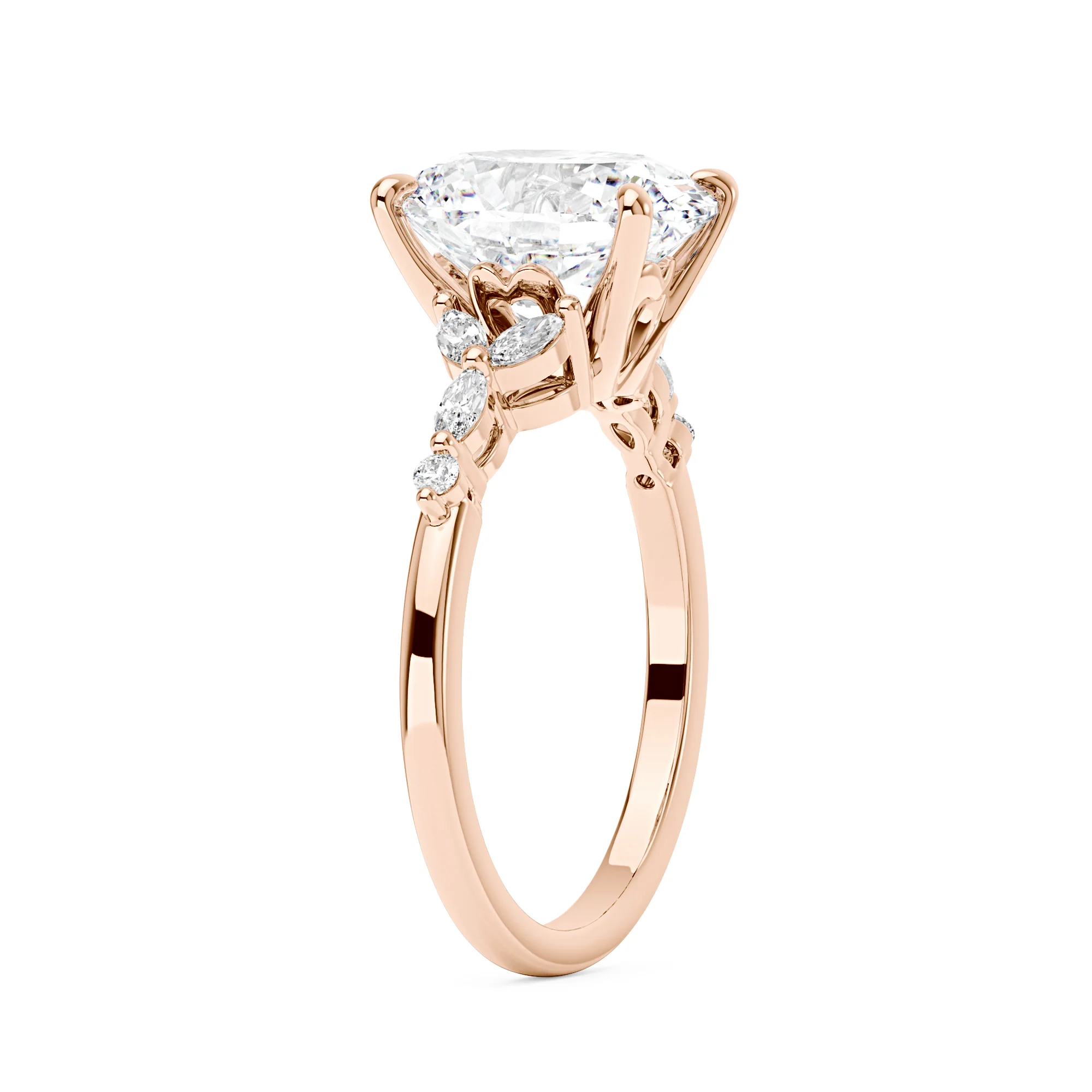 Oval Moissanite Accented Band Engagement Ring - Image 8