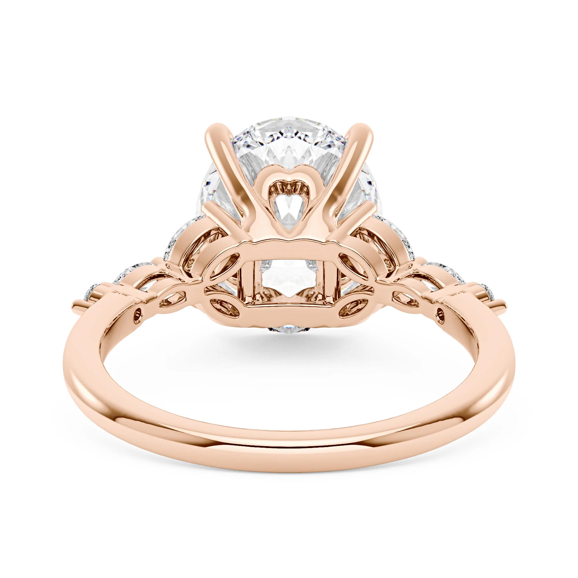 Oval Moissanite Accented Band Engagement Ring - Image 9
