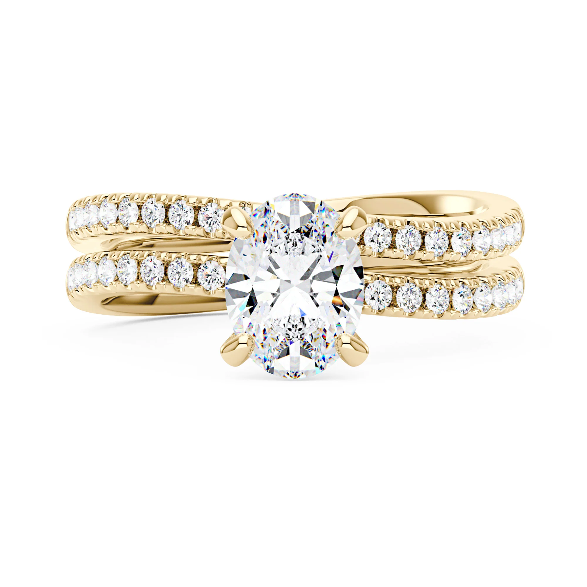 Oval Moissanite Curved Band Engagement and Wedding Ring Set - Image 5