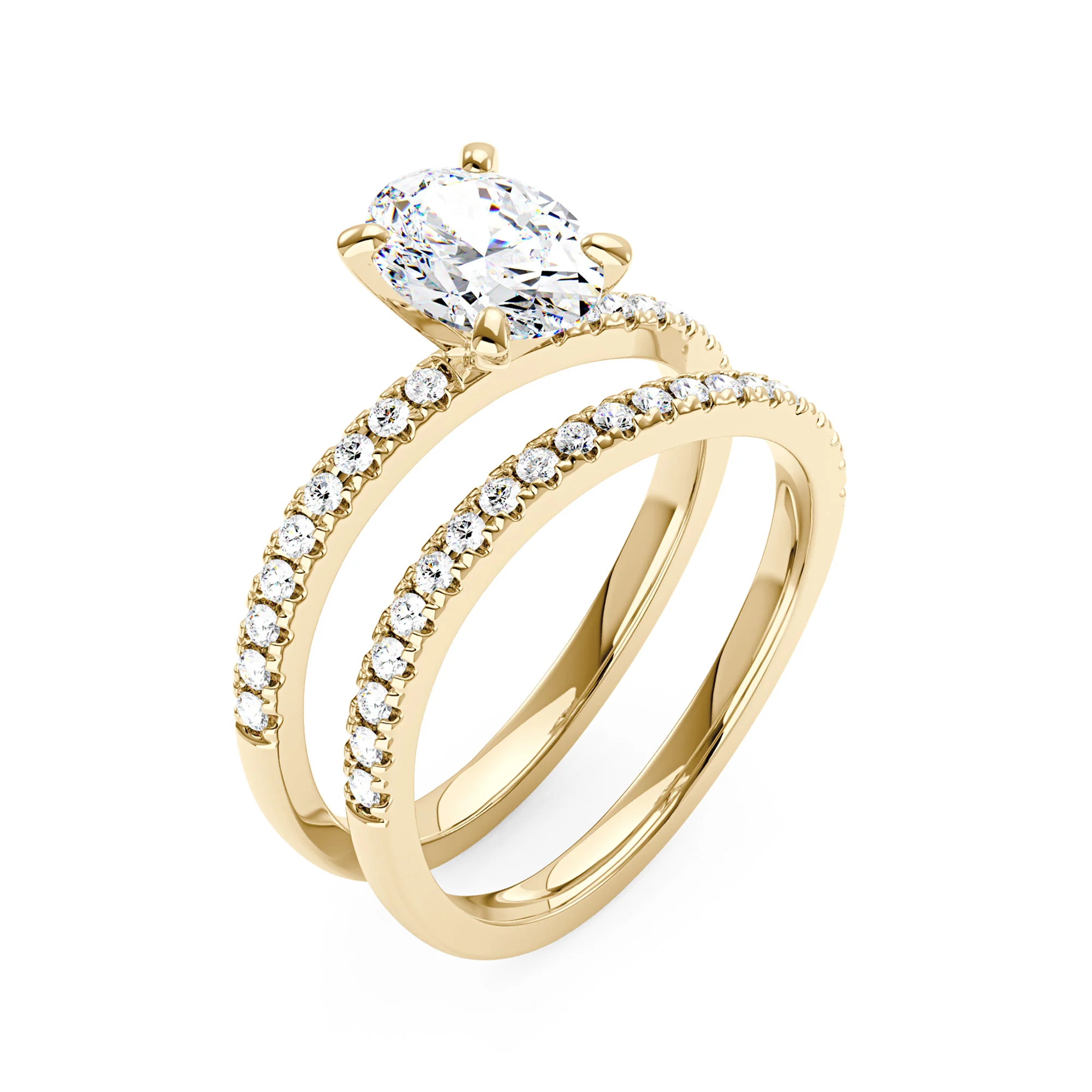 Oval Moissanite Curved Band Engagement and Wedding Ring Set - Image 6