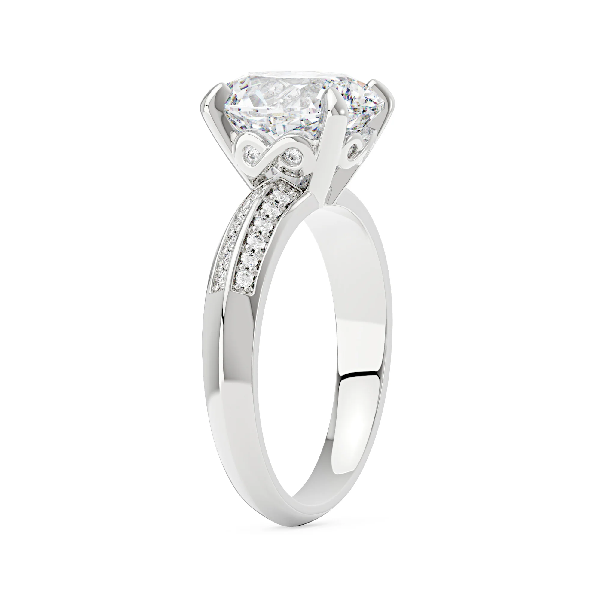 Oval Moissanite Engagement Ring with Pavé Double Row Band - Image 2