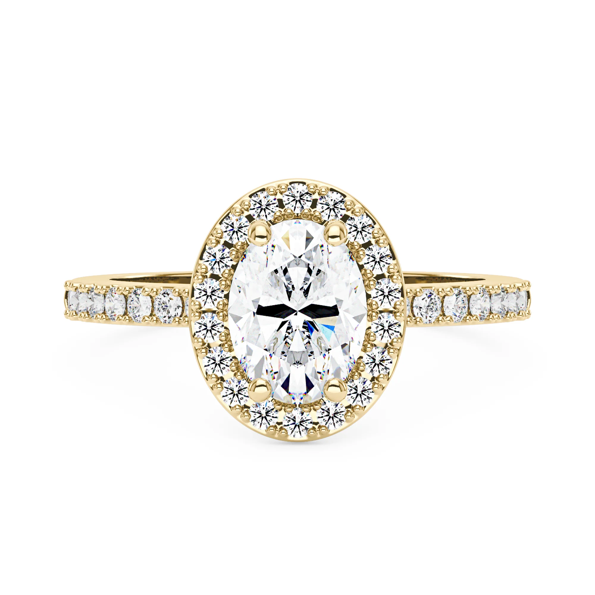 Oval Moissanite Halo Pave Band Ring - Image 4