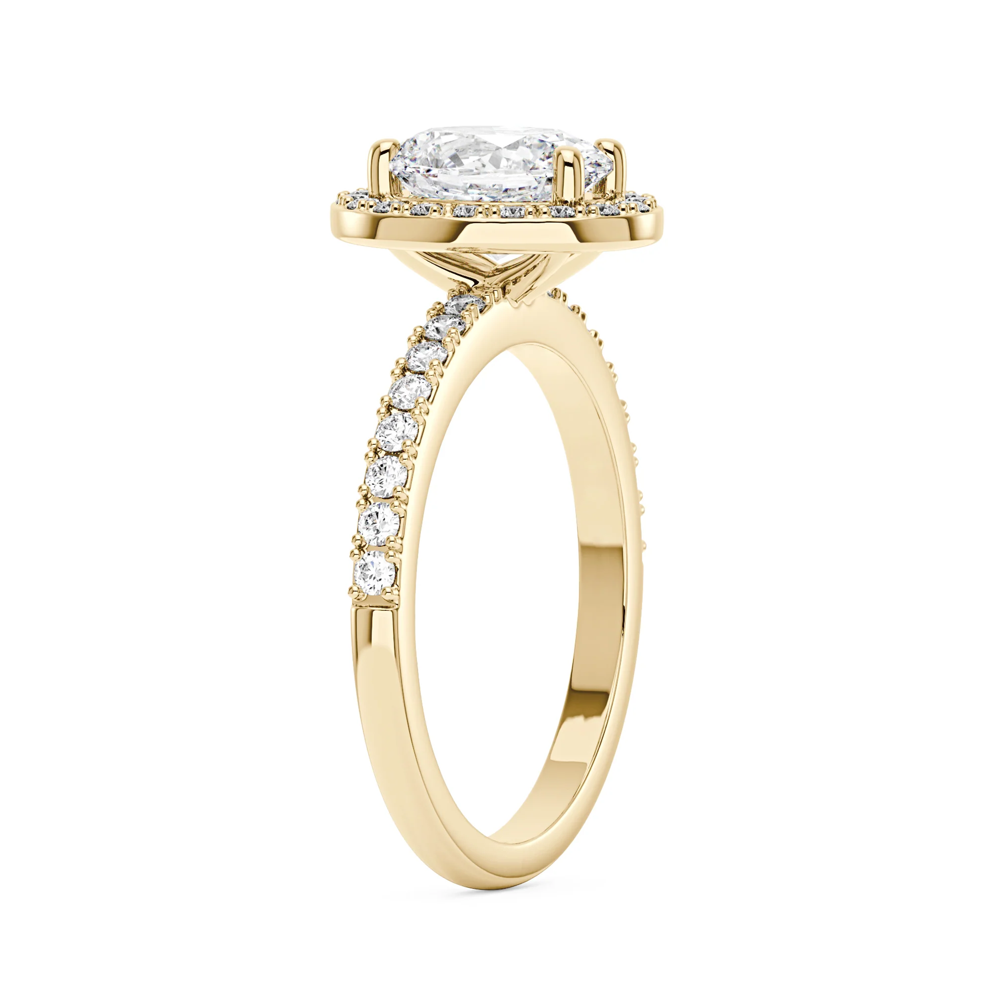 Oval Moissanite Halo Pave Band Ring - Image 5