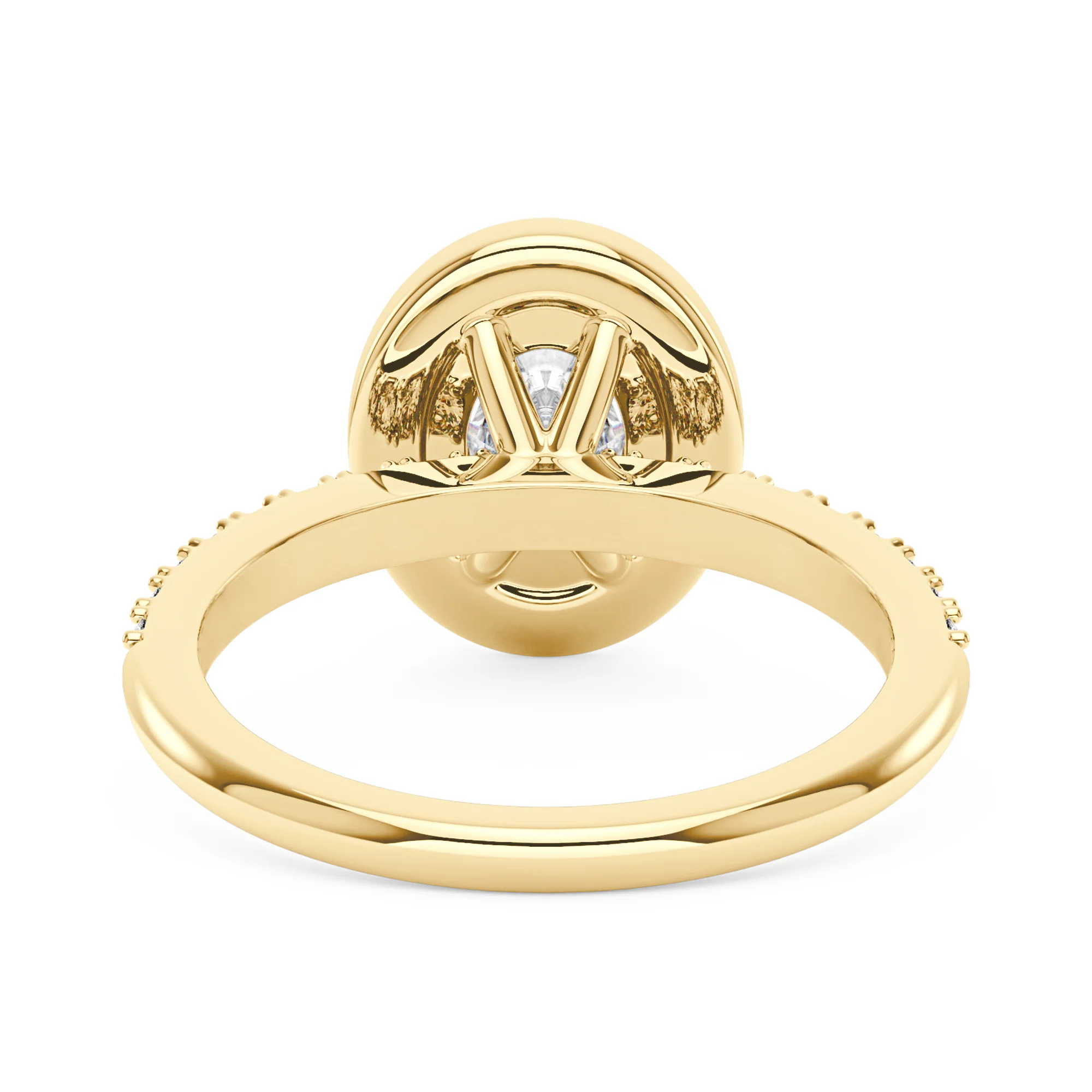 Oval Moissanite Halo Pave Band Ring - Image 6